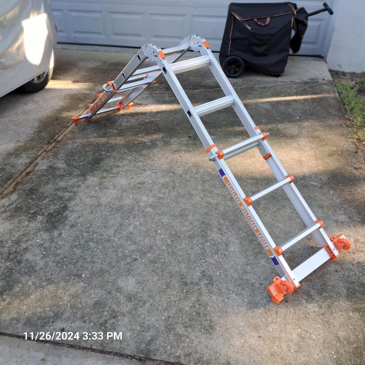 LEVELEVE Telescoping A Frame Ladder, 22FT Multi Position Ladder with Stabilizer Bar & Wheels,330 lbs Security Load for Stairs Home Indoor Outdoor Roof customer photo 2
