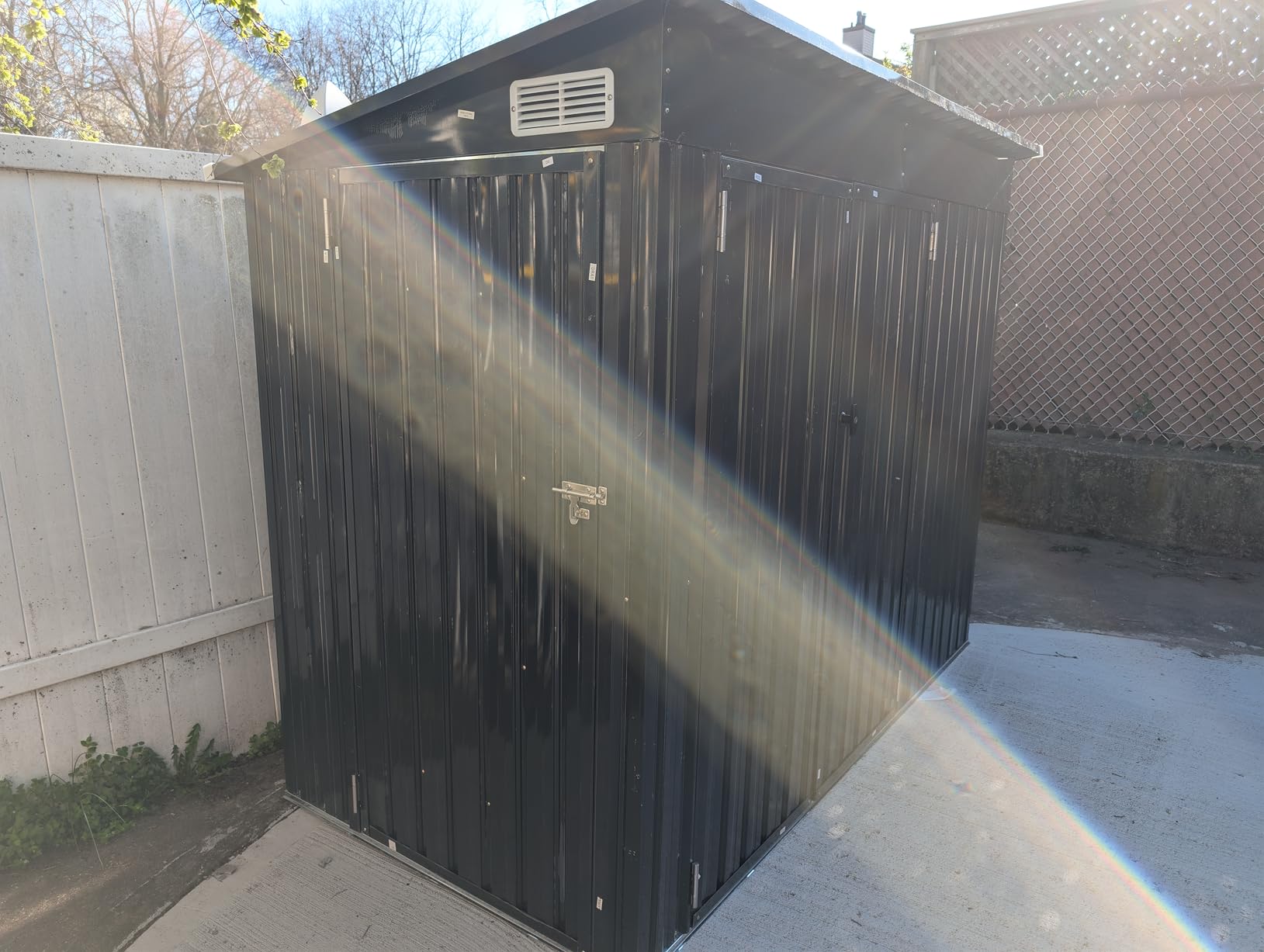 Aoxun 14x12 FT Large Outdoor Storage Shed, Galvanized Metal Shed with 2 Lockable Tall Doors & Sloped Roof, Heavy Duty Utility Tool Storage House for Patio, Garden, Backyard, Lawn (Brown) customer photo 1