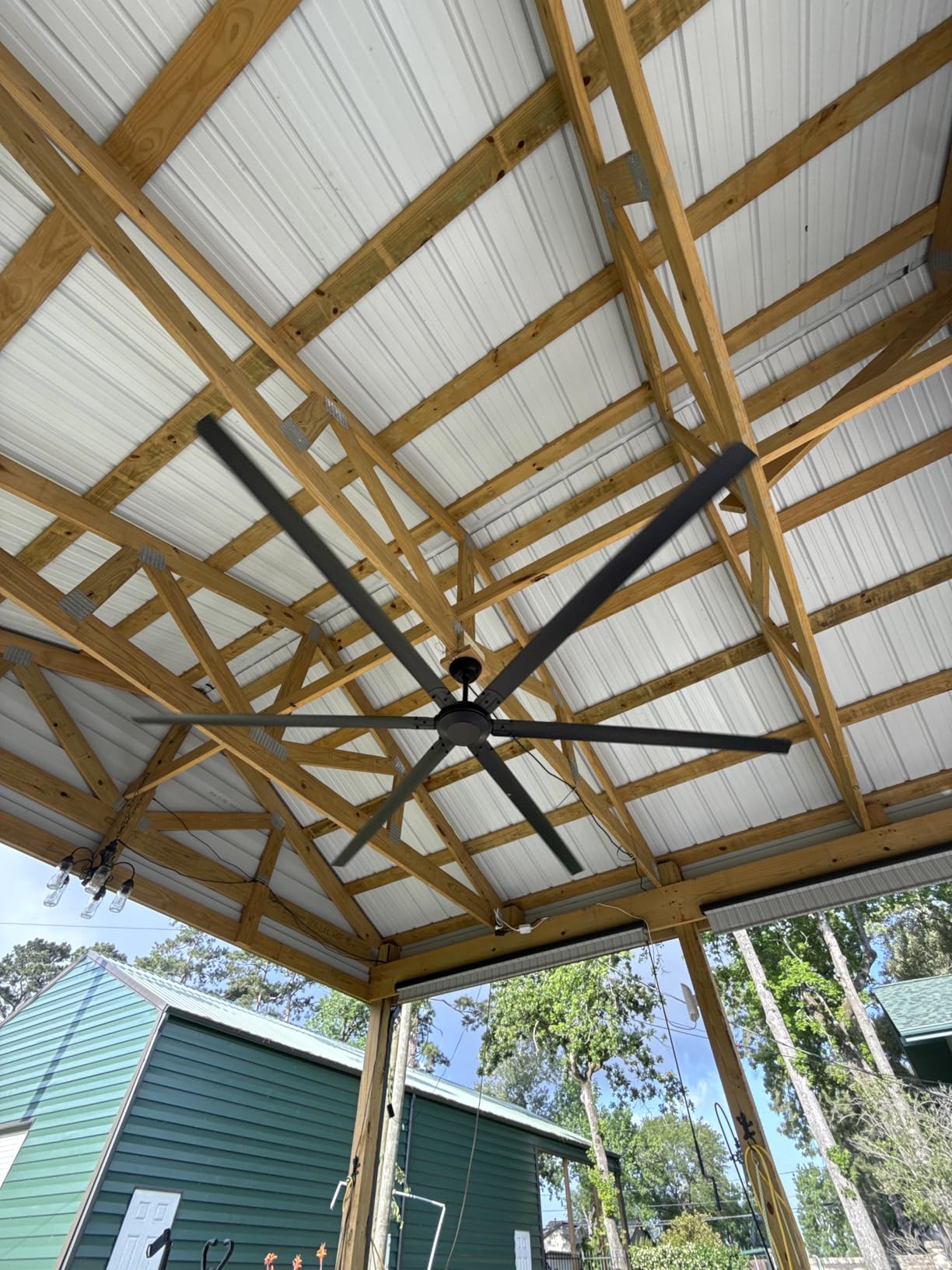 84 Inch Industrial Ceiling Fans without Lights, Large High CFM Commercial Shop Fan, Quiet DC Motor, 8 Aluminum Blades Reversible 6 Speeds Outdoor Ceiling Fans with Remote Control, Timer, Matte Black customer photo 2