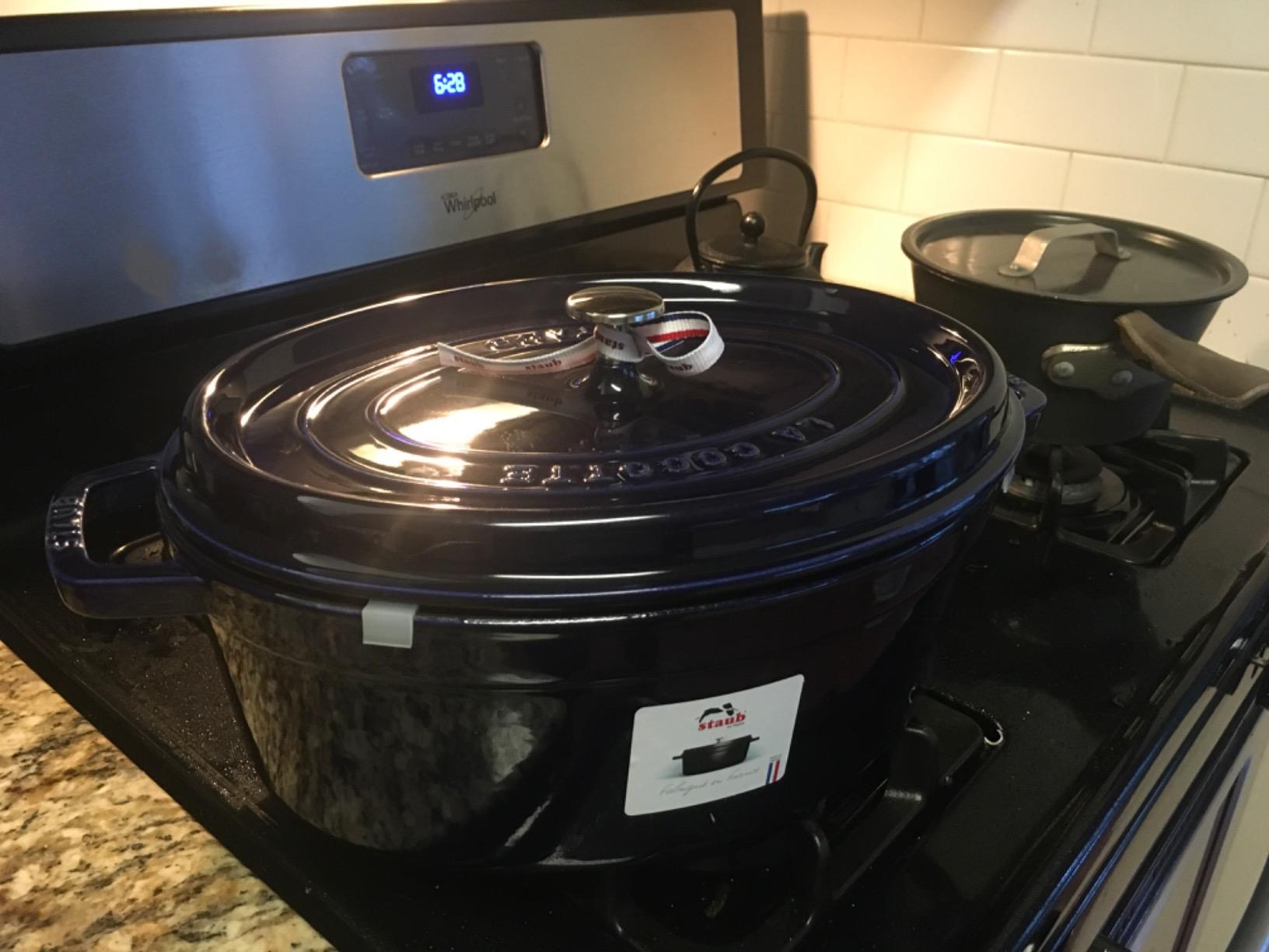 Staub Cast Iron Oval Cocotte, Dutch Oven, 7-quart, serves 7-8, Made in France, Cherry customer photo 1