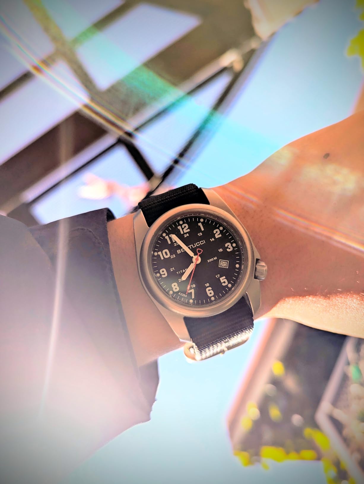 Bertucci A-2T Original Classic 40mm Titanium Field Watch - Black Dial, Black Nylon Band customer photo 2