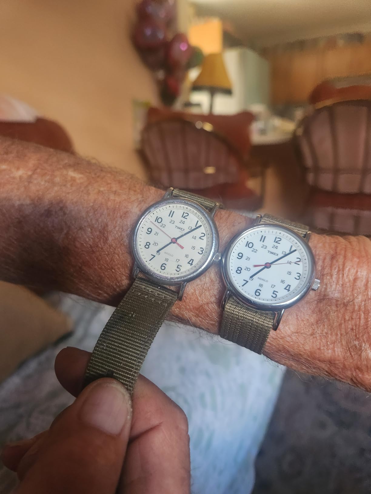 Timex Weekender 38mm Unisex Analog Watch | INDIGLO Backlight | Adjustable Durable Nylon Fabric Slip Through Strap | 24 Hour Time customer photo 1