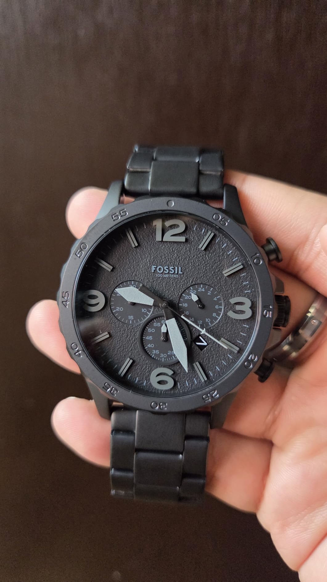 Fossil Men's Nate Quartz Watch, Oversized Stainless Steel Chronograph Watch for Men customer photo 1