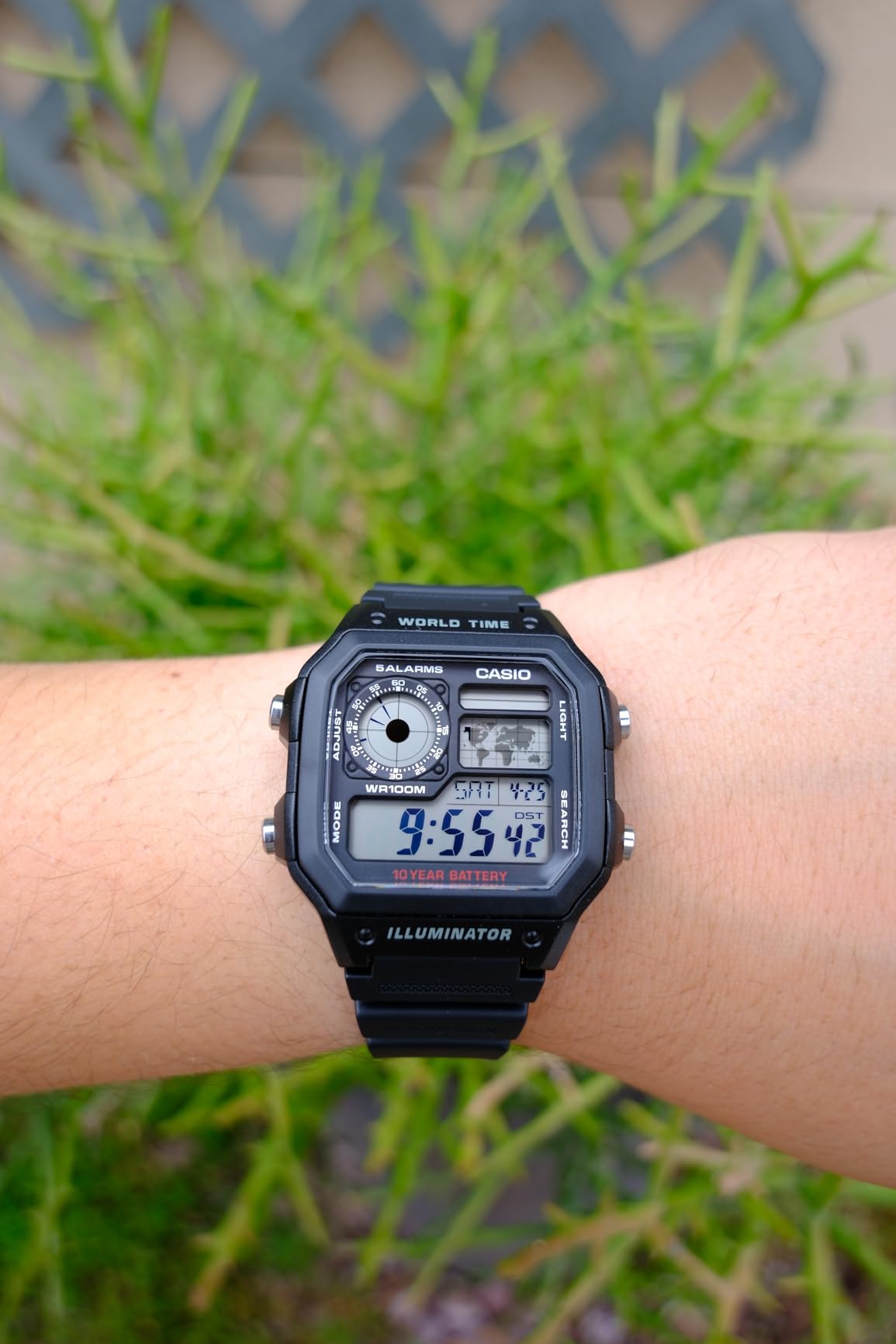 Casio AE1200WH Series Men's Digital Watch 100M WR Multi Alarms World Map LED Light 10 Year Battery customer photo 1