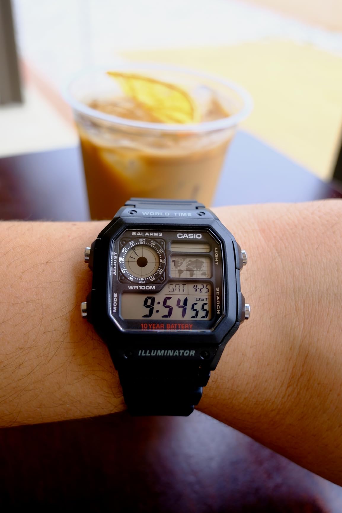 Casio AE1200WH Series Men's Digital Watch 100M WR Multi Alarms World Map LED Light 10 Year Battery customer photo 2