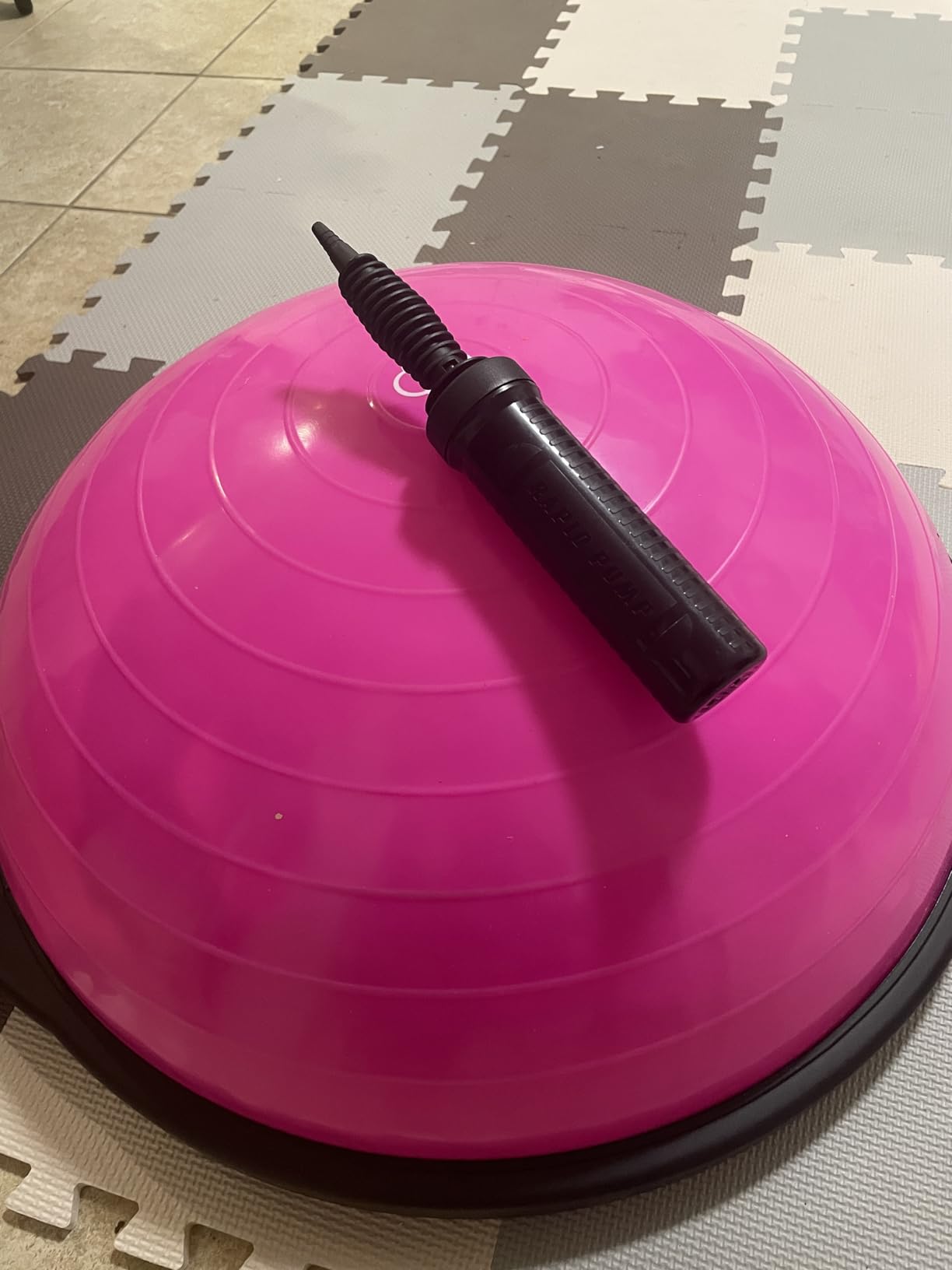 BOSU Balance Ball Exercise Trainer, Home Gym Equipment w/Guided Workouts & Pump, 26