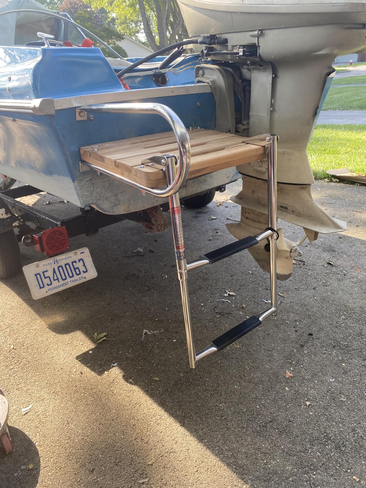 Amarine Made Boat Out-Board Swim Teak Platform with 2-Steps Stainless Ladder customer photo 1