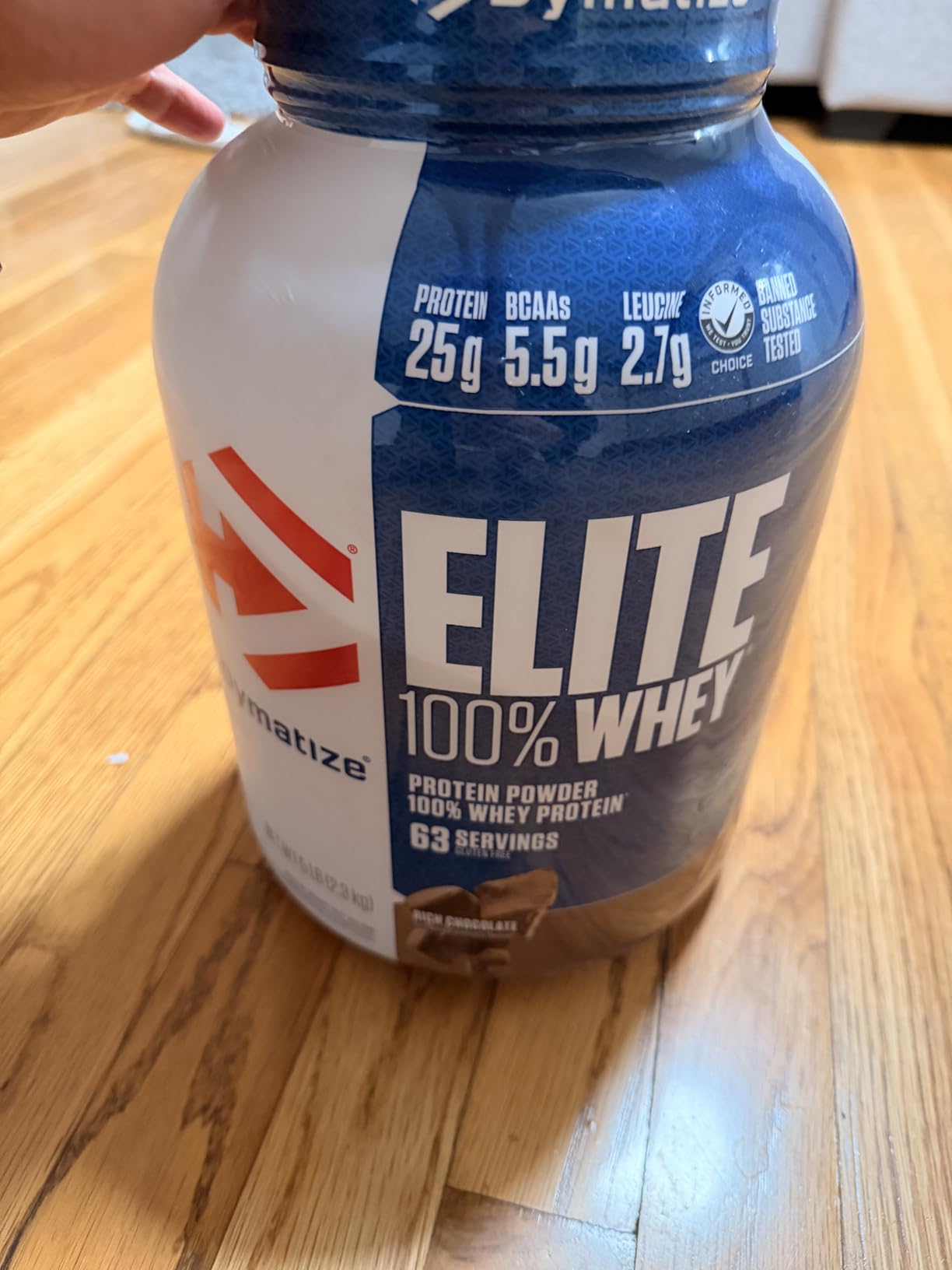Dymatize Elite 100% Whey Protein Powder, 25g Protein, 5.5g BCAAs & 2.7 L-Leucine, Quick Absorbing & Fast Digesting for Optimal Muscle Recovery, Rich Chocolate, 5 Pound (63 Servings) customer photo 2