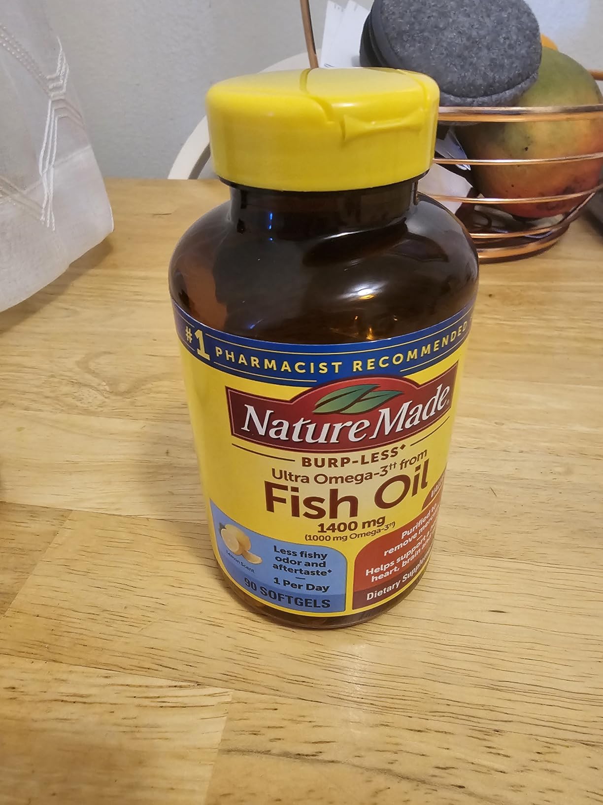 Nature Made Burp Less Ultra Omega 3 Fish Oil Supplements, 1400mg Fish Oil Omega 3 Supplements as Ethyl Esters for Healthy Heart Brain Eyes Support, One Per Day, 90 Softgels customer photo 1