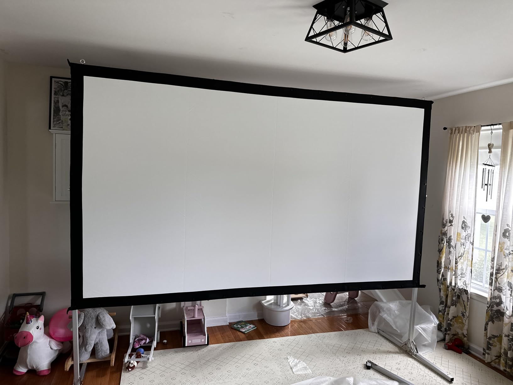 Elite Screens 120-INCH Projector Screen | Outdoor Indoor Movie Screens | 16:9 Freestanding Portable Foldable Projection Stand | Home Theater, OMS120H2 customer photo 1