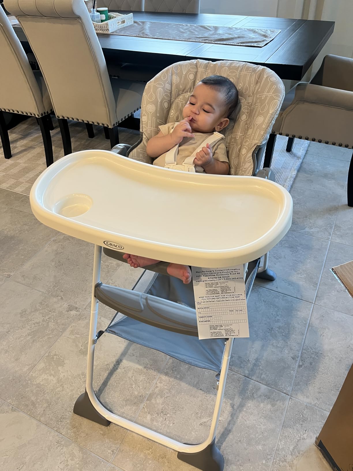 Graco Slim Snacker High Chair, Ultra Slim, Fast-Folding, Multiple Recline Positions, Comfortable Feeding customer photo 2
