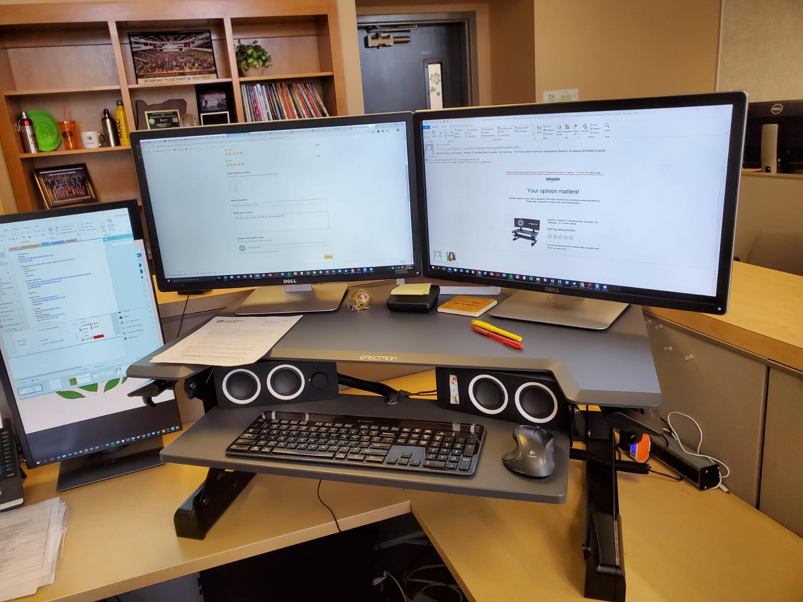 Ergotron WorkFit-TL Standing Desk Converter, Dual Monitor Sit Stand Desk Riser for Tabletops - 37.5 Inch Width, Black customer photo 2