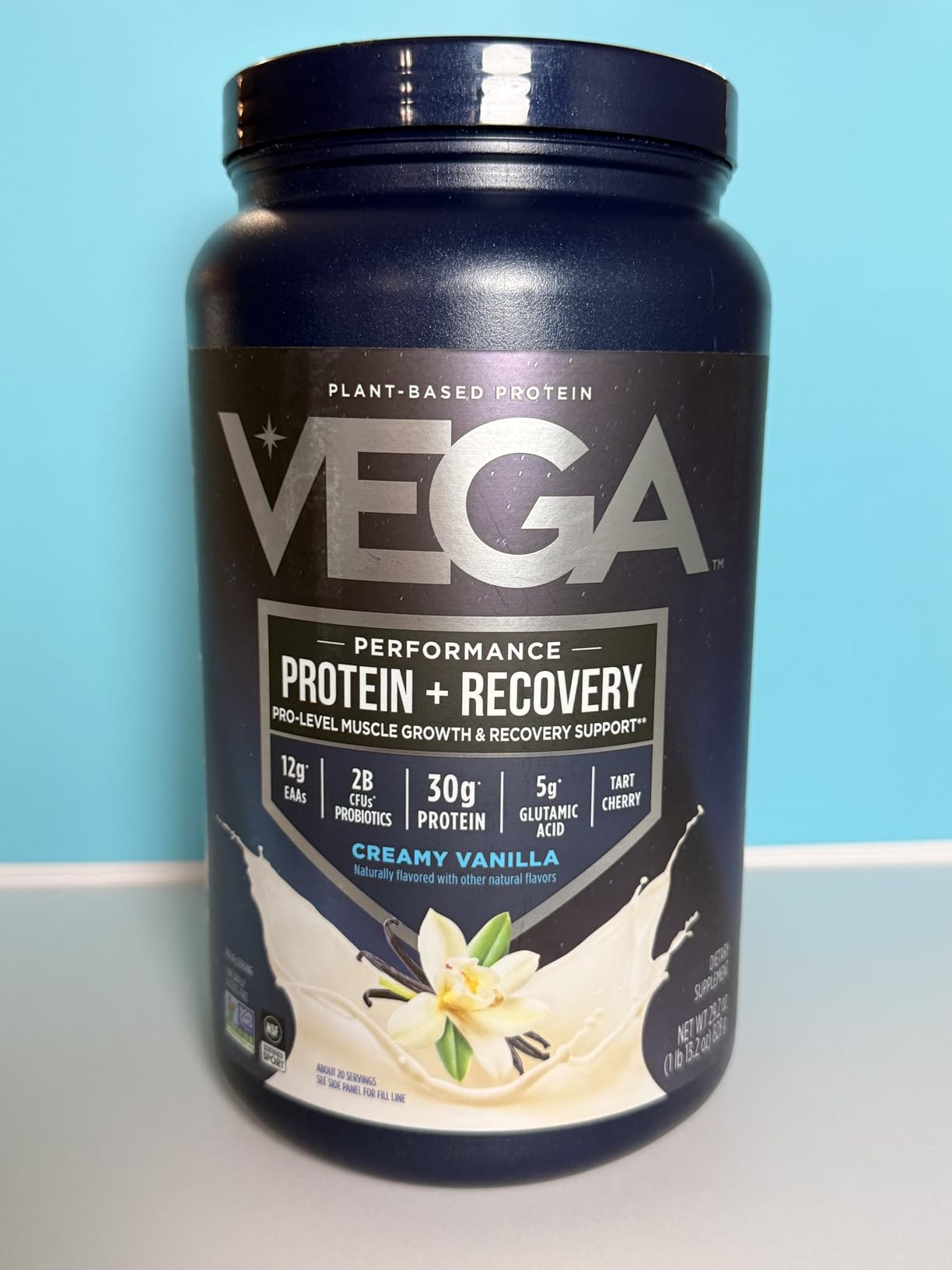 Vega Sport Premium Protein + Recovery, Vanilla - 30g Vegan Protein, Dairy & Gluten Free, Probiotics, NSF Certified, 28.8 oz (20 Servings) customer photo 2