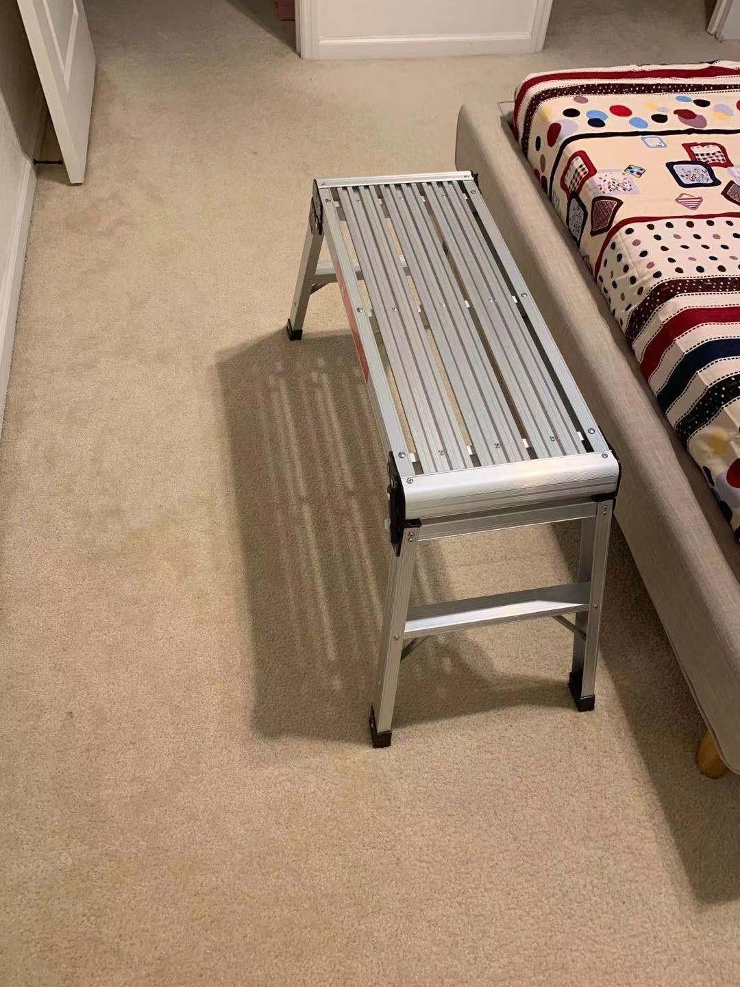 Giantex Work Platform Aluminum Step Ladder Drywall Safe CE Approved of Capacity 330 LBS Heavy Duty Portable Bench Folding Ladders Stool w/Non-Slip Mat (Silver) customer photo 2
