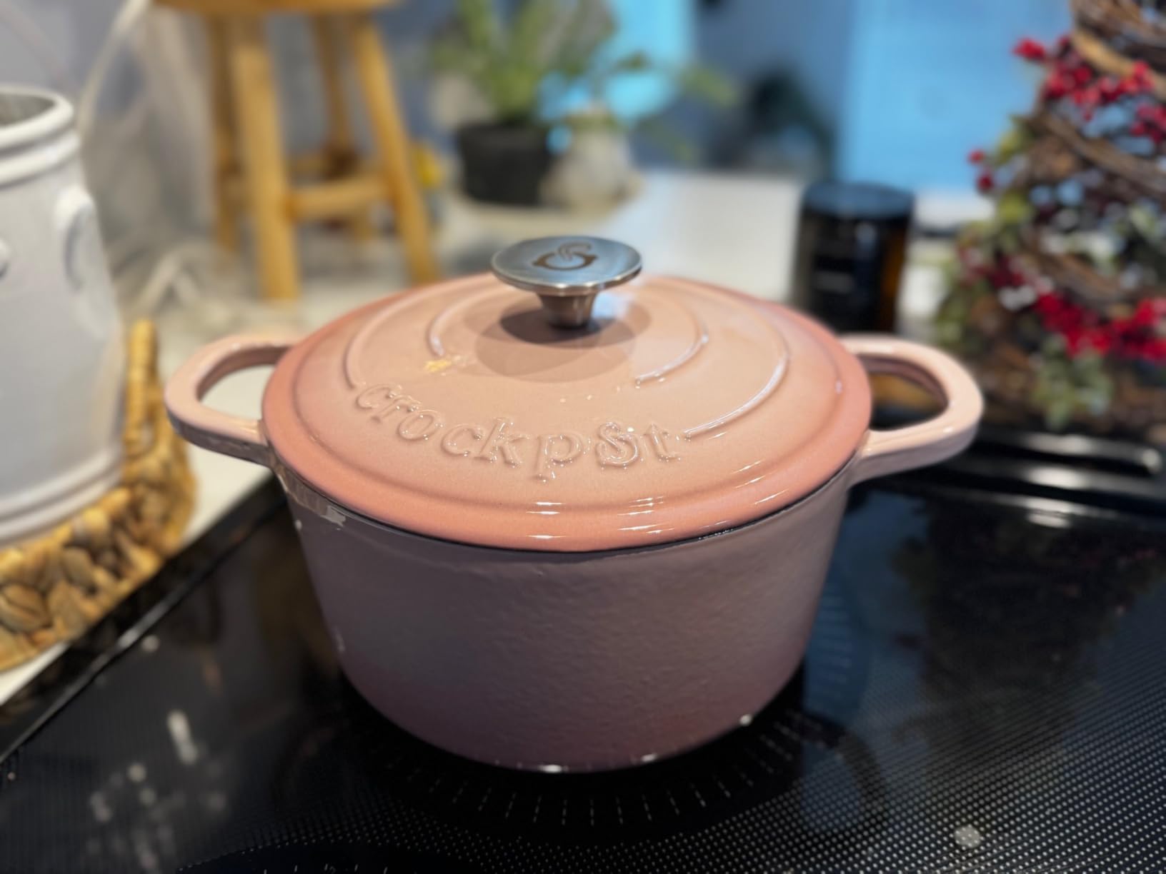 Crock Pot Artisan 5-Quart Round Enameled Cast Iron Dutch Oven - Slate Gray, Heavy-Duty Cookware for Slow Cooking, Roasting, Baking with Lid customer photo 2