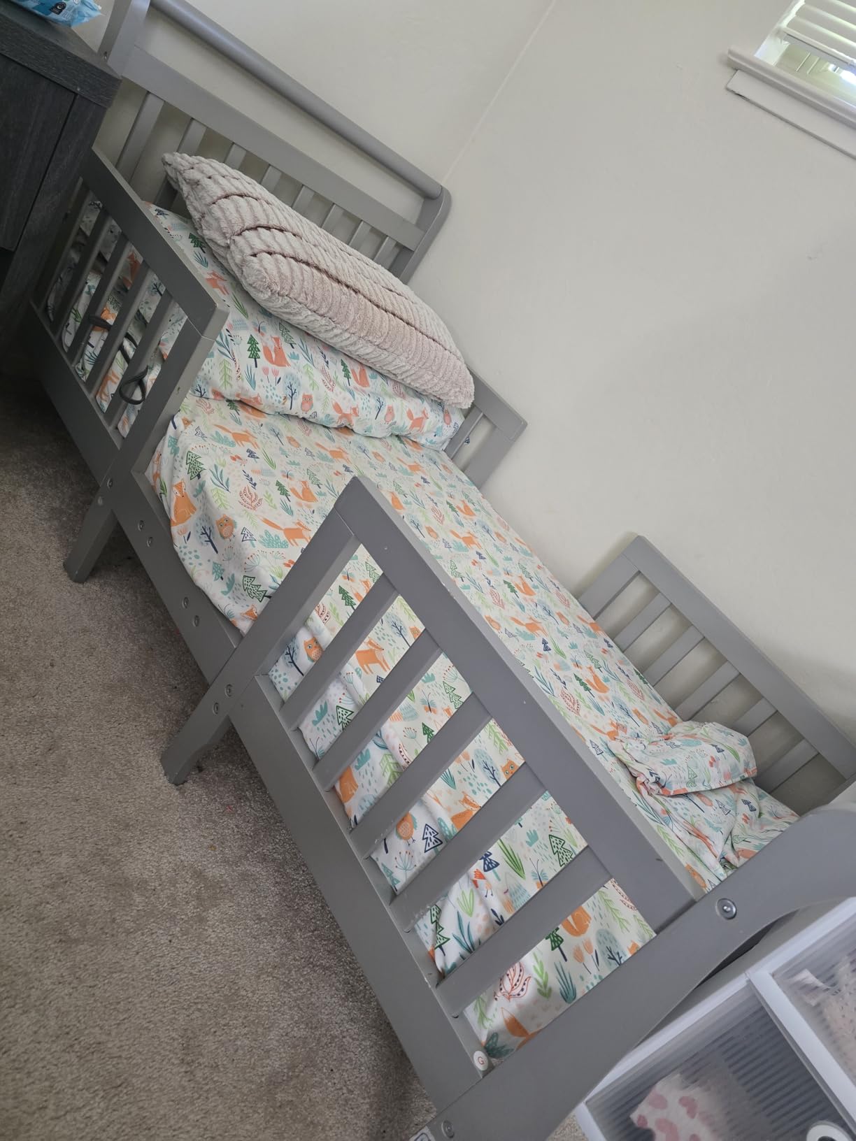 Dream On Me Emma 3-in-1 Convertible Wooden Toddler Bed in White, Baby Safety Alliance Certified, Low-to-Floor Design, Solid Pinewood with Safety Rails customer photo 1