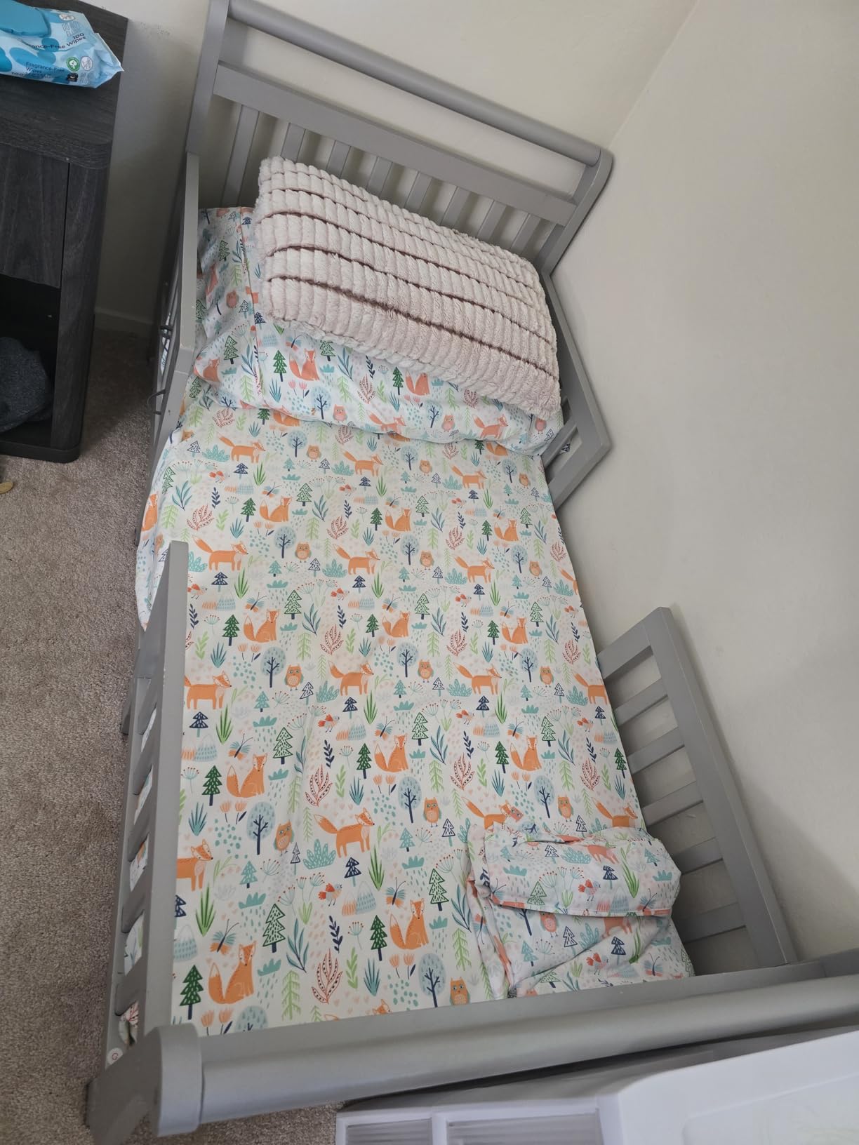 Dream On Me Emma 3-in-1 Convertible Wooden Toddler Bed in White, Baby Safety Alliance Certified, Low-to-Floor Design, Solid Pinewood with Safety Rails customer photo 2
