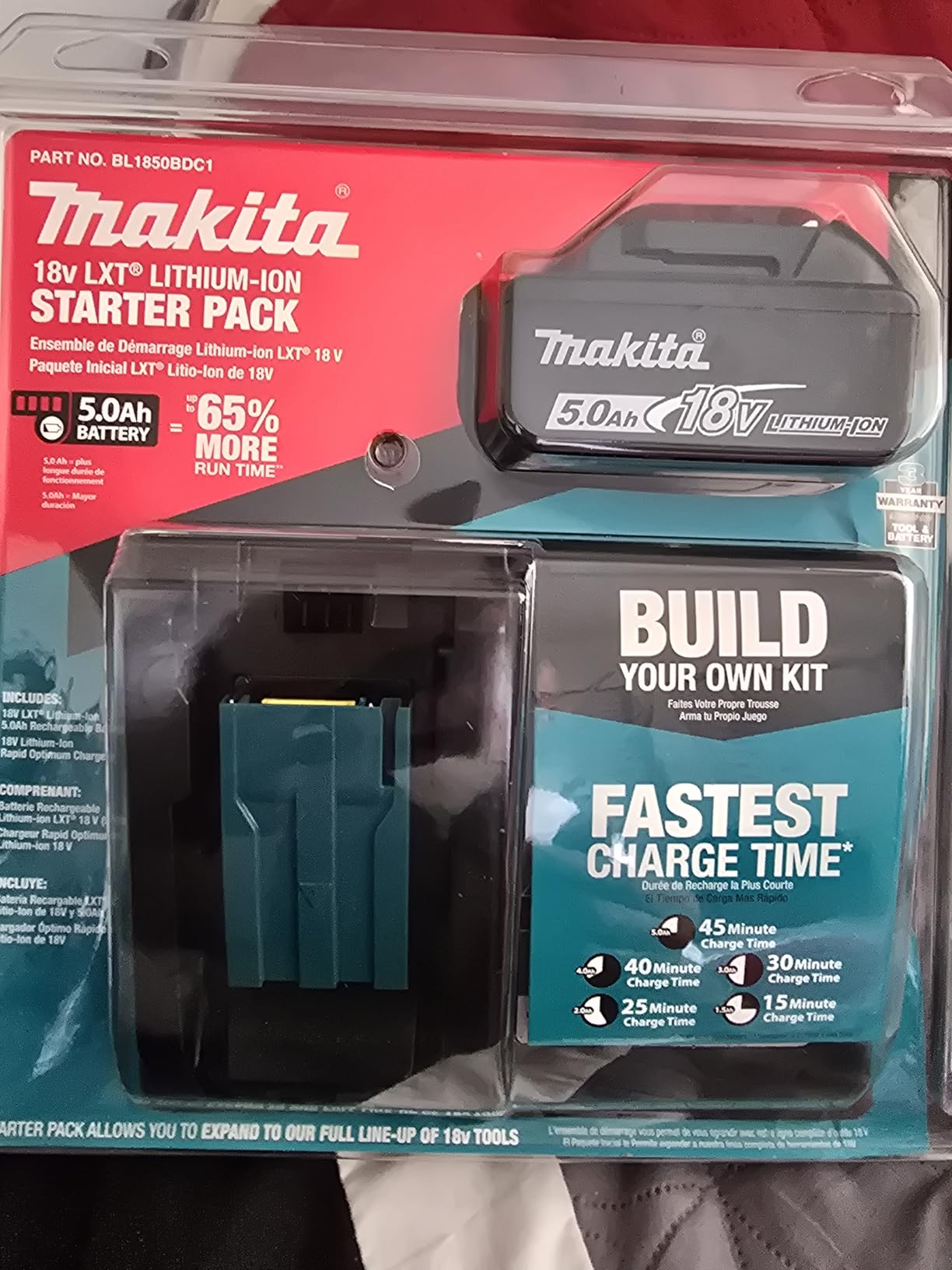 Makita BL1850BDC1 18V LXT Lithium-Ion Battery and Charger Starter Pack (5.0Ah) customer photo 1