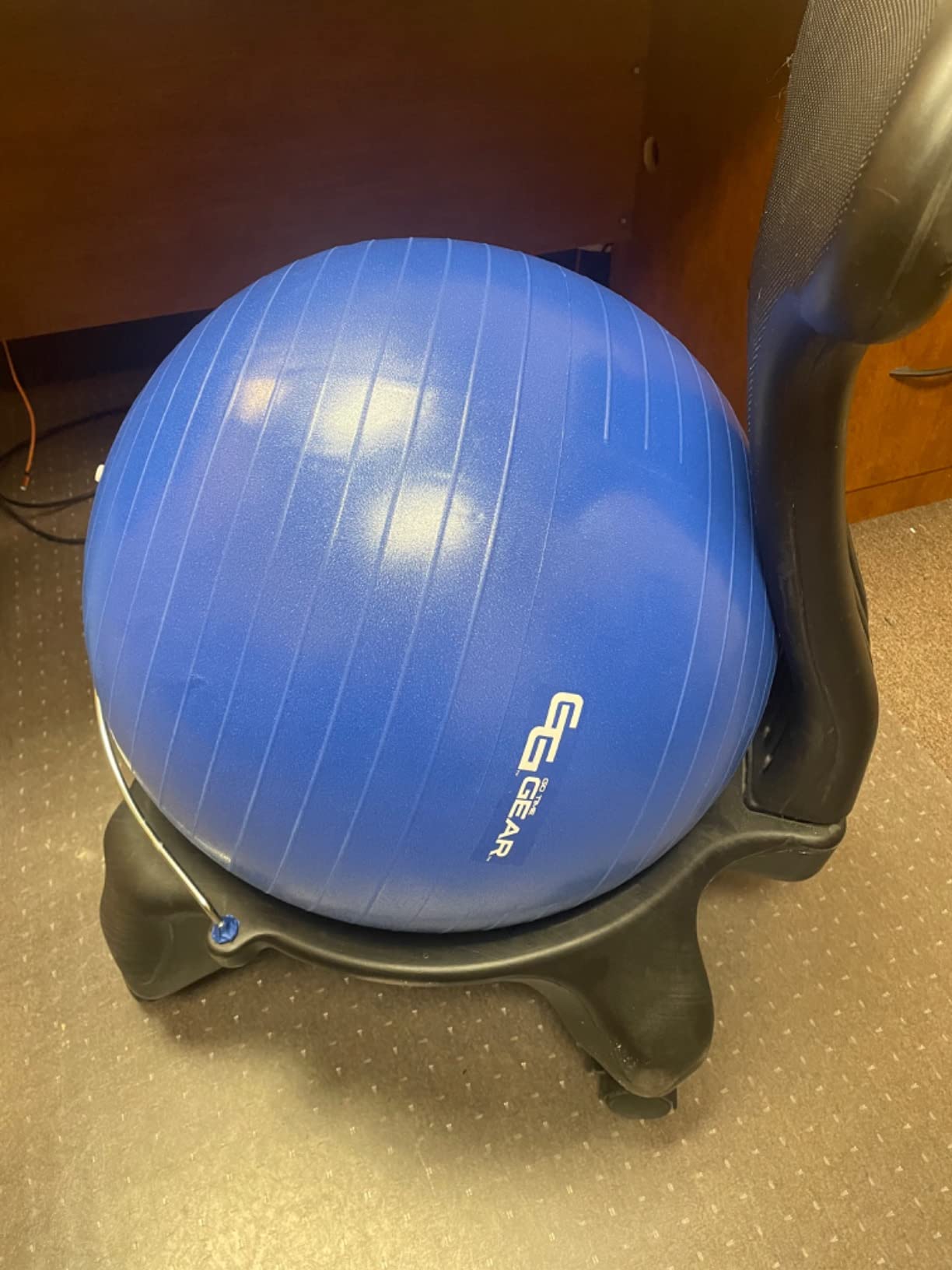 Gaiam Classic Balance Ball Chair - Ergonomic Stability Chair for Desk & Office | Yoga Ball Seat with Base, Air Pump, & Exercise Guide | Improves Posture & Core Strength (300 lb Capacity) customer photo 1