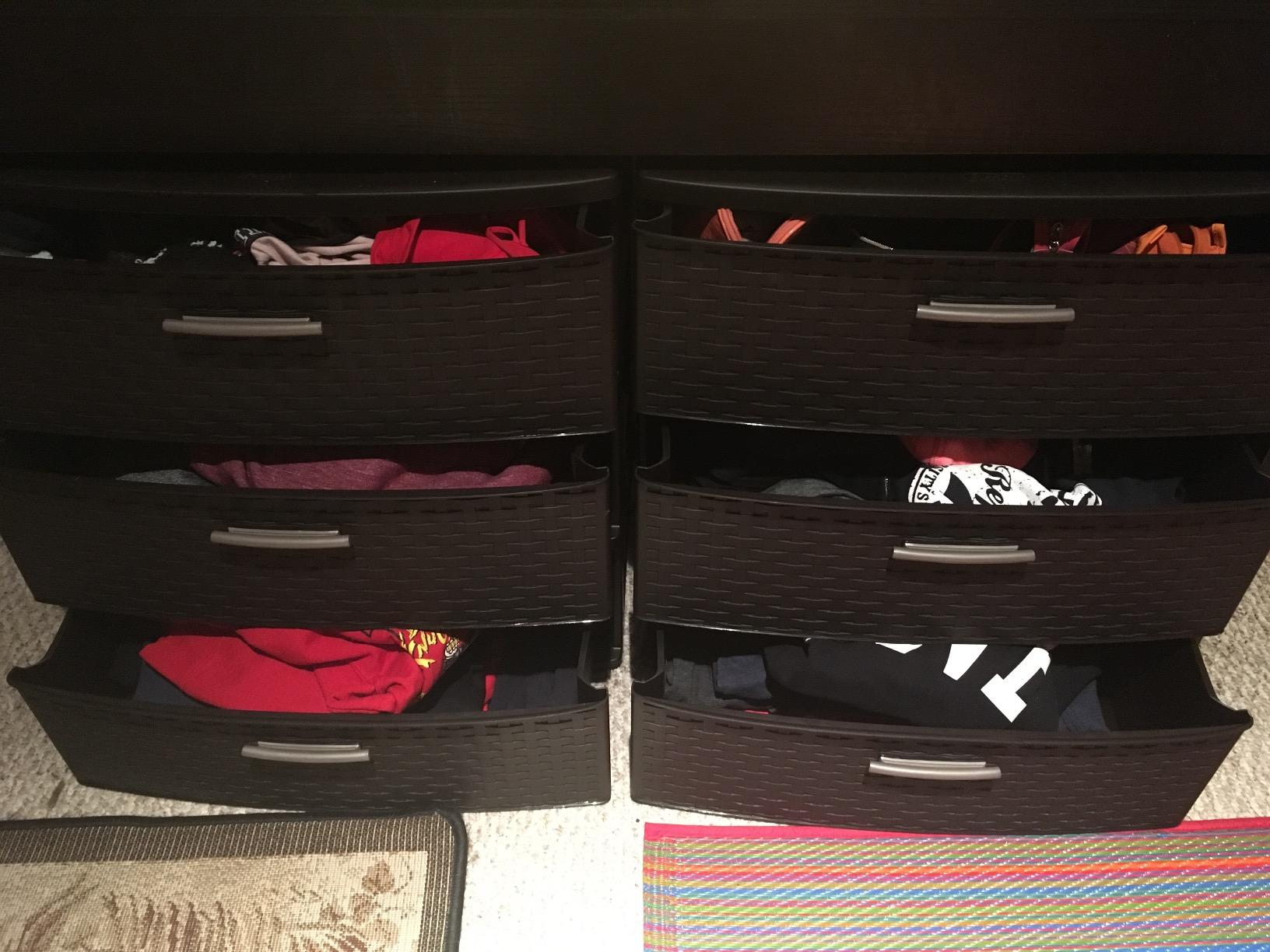 Sterilite Wide 3 Drawer Weave Tower Home Plastic Organizer with Handles, Espresso customer photo 1