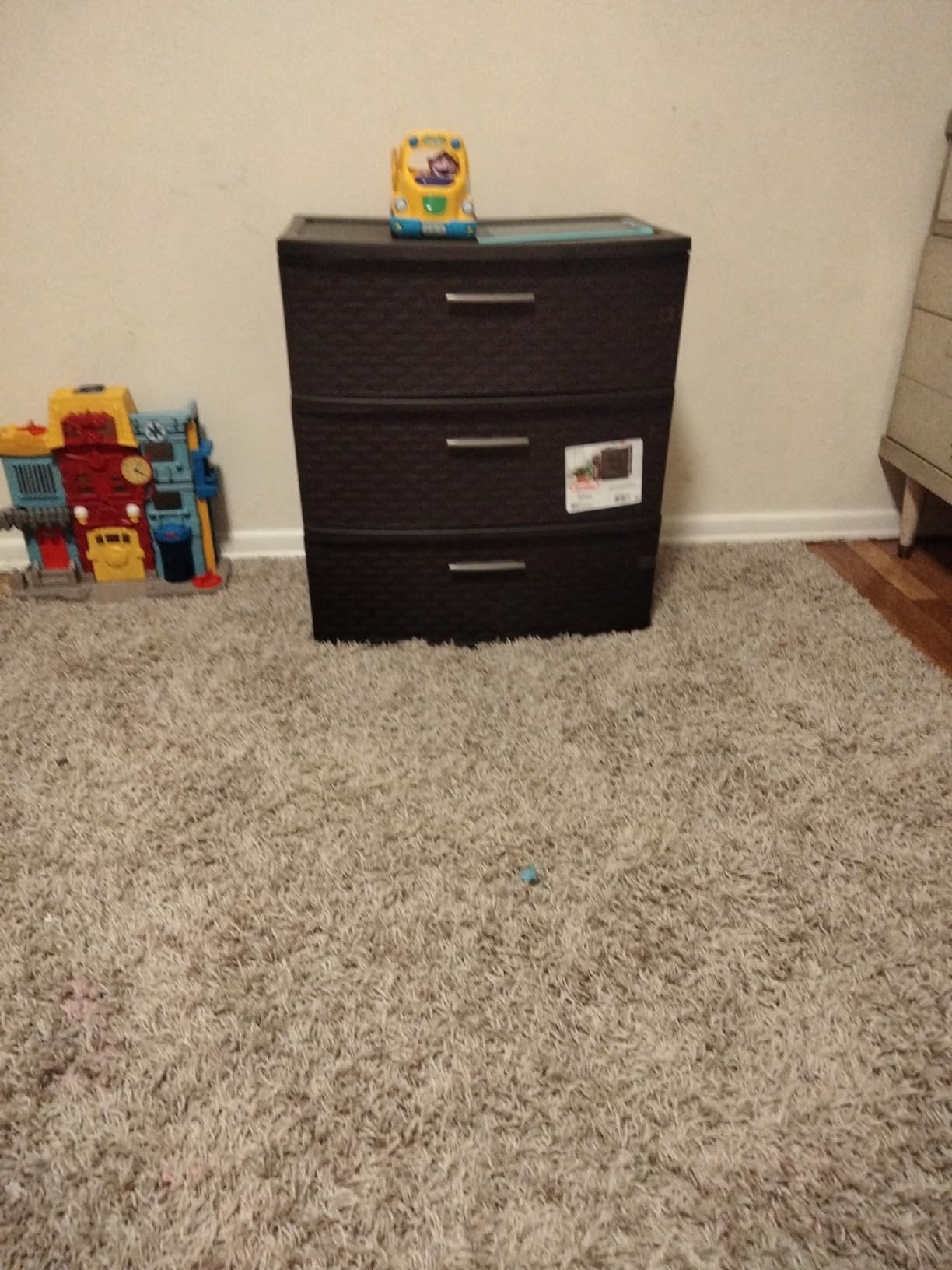 Sterilite Wide 3 Drawer Weave Tower Home Plastic Organizer with Handles, Espresso customer photo 2