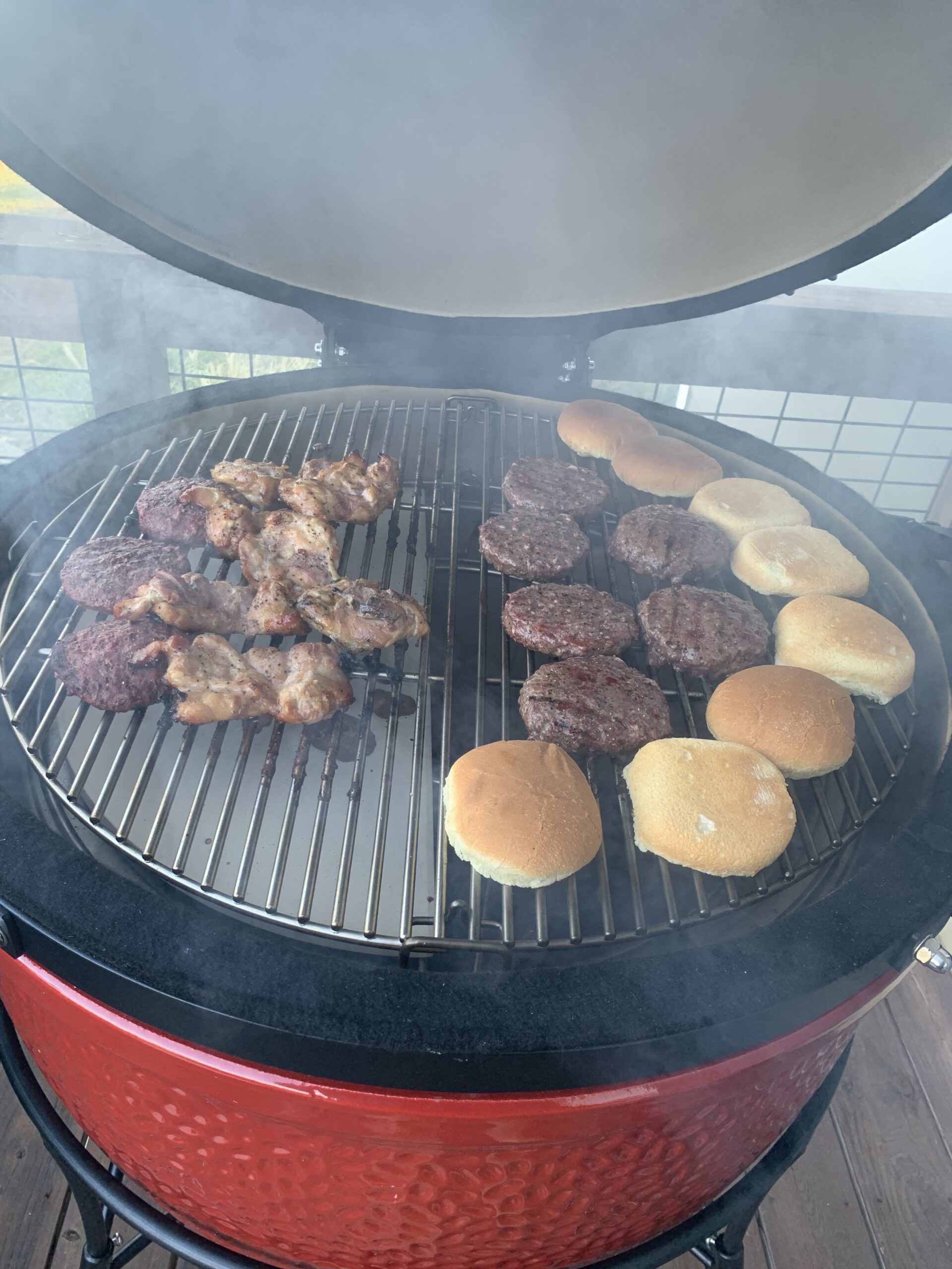 Kamado Joe Big Joe Series II 24-inch Ceramic Charcoal Grill and Smoker with Cart, Side Shelves, Stainless Steel Grates and 450 Cooking Square Inches in Red, Model BJ24RHC customer photo 2