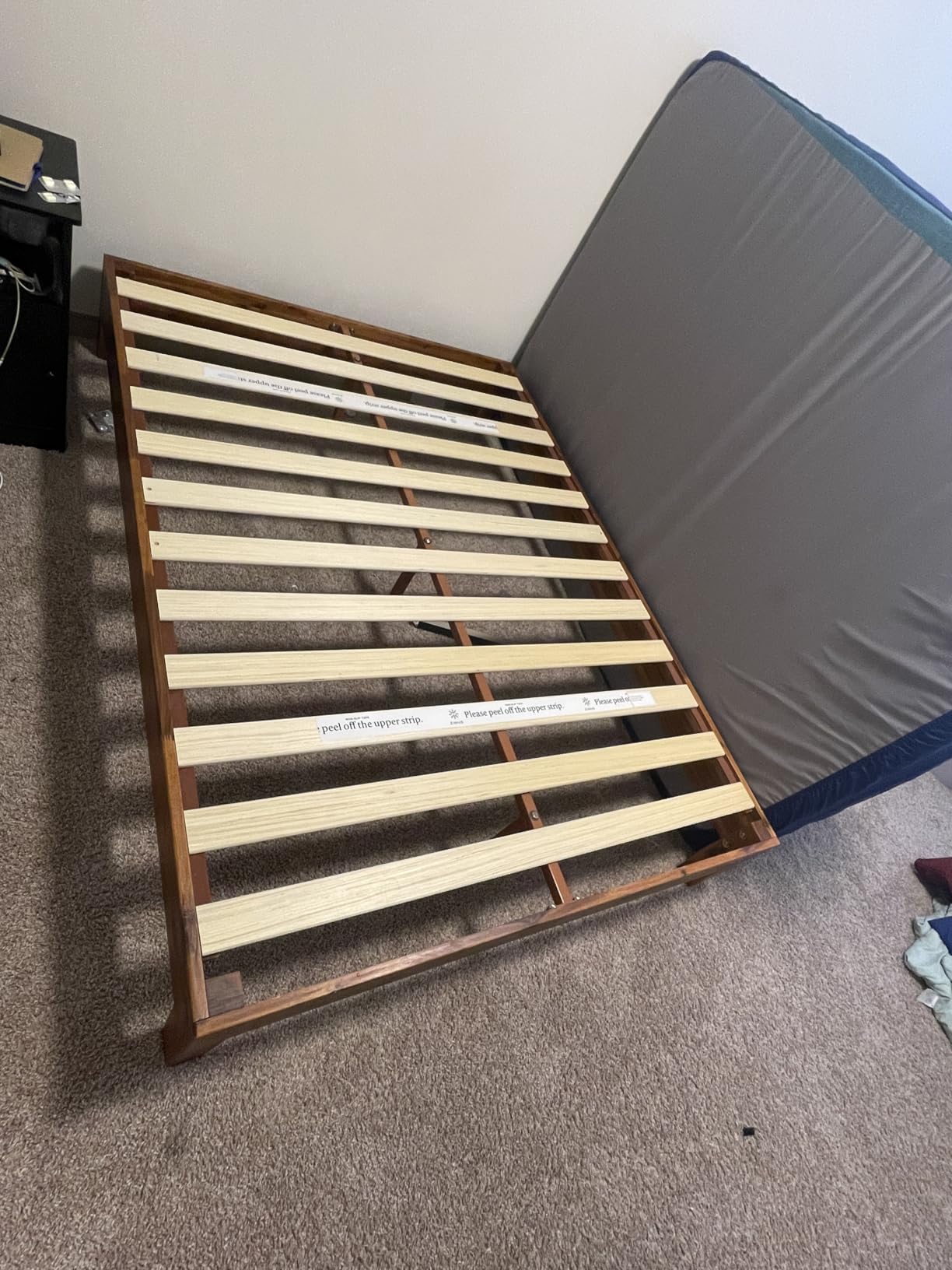 Zinus 12 Inch Deluxe Wood Platform Bed / No Boxspring Needed / Wood Slat Support / Rustic Pine Finish, Queen customer photo 2