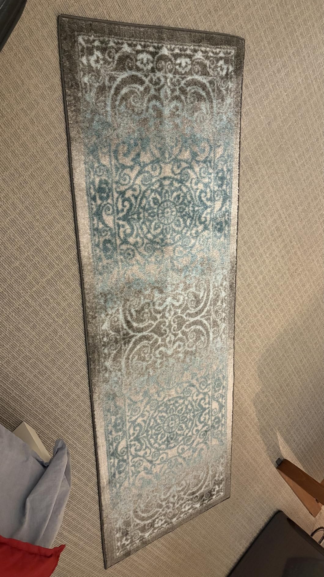 Maples Rugs Pelham Vintage Medallion Runner Rug - Made in USA - Washable, Non-Slip, Low Profile Indoor Rug for Hallway, Kitchen, and Laundry Room, 2' x 6', Blue/Grey customer photo 2