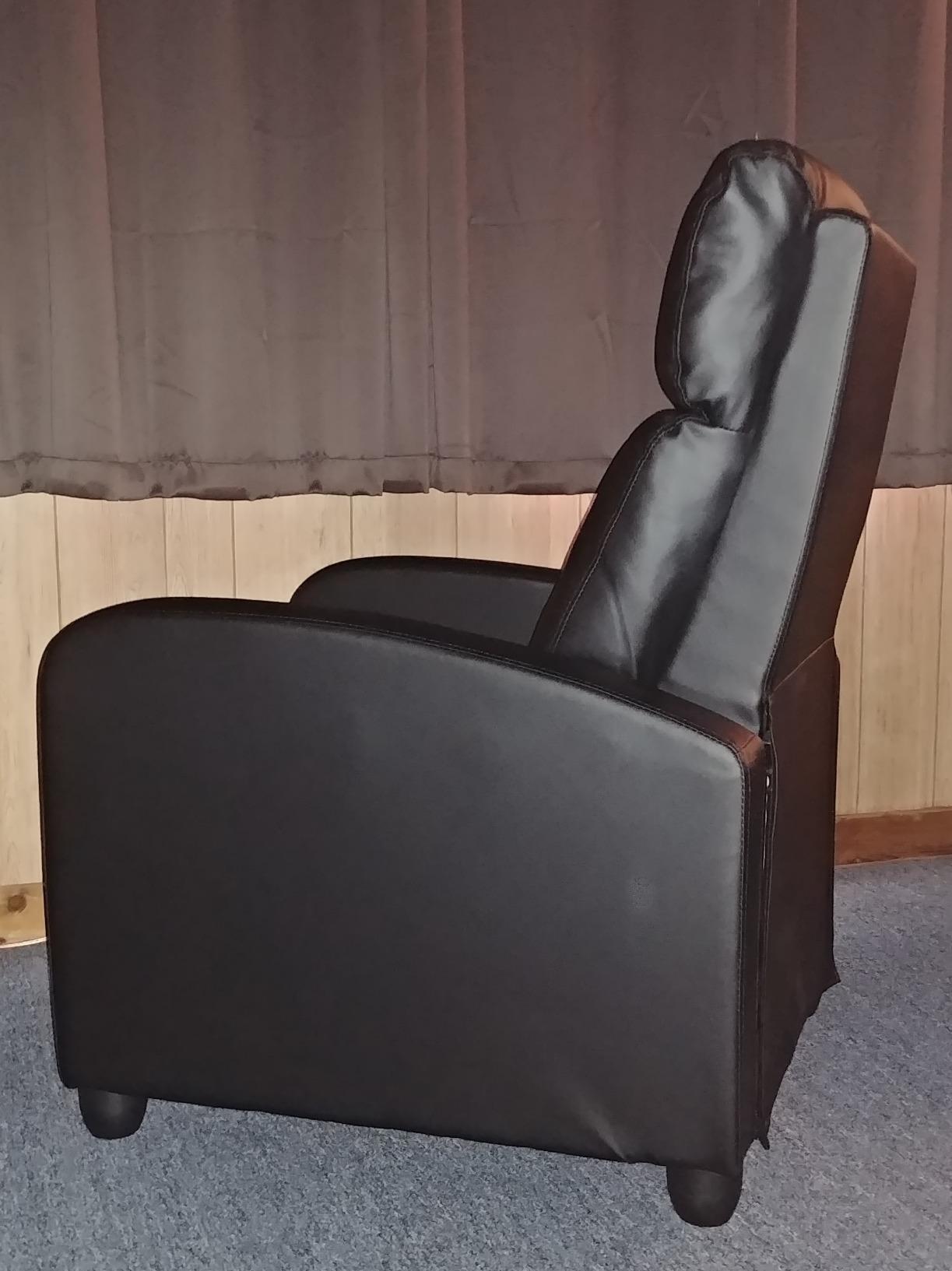 FDW Recliner Chair Single Reclining Sofa Leather Chair Home Theater Seating Living Room Lounge Chaise with Padded Seat Backrest (Brown) customer photo 2
