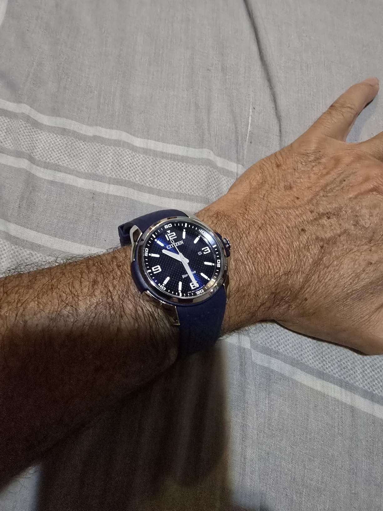 Citizen Men's Eco-Drive Weekender Watch in Stainless Steel with Blue Polyurethane Strap customer photo 1