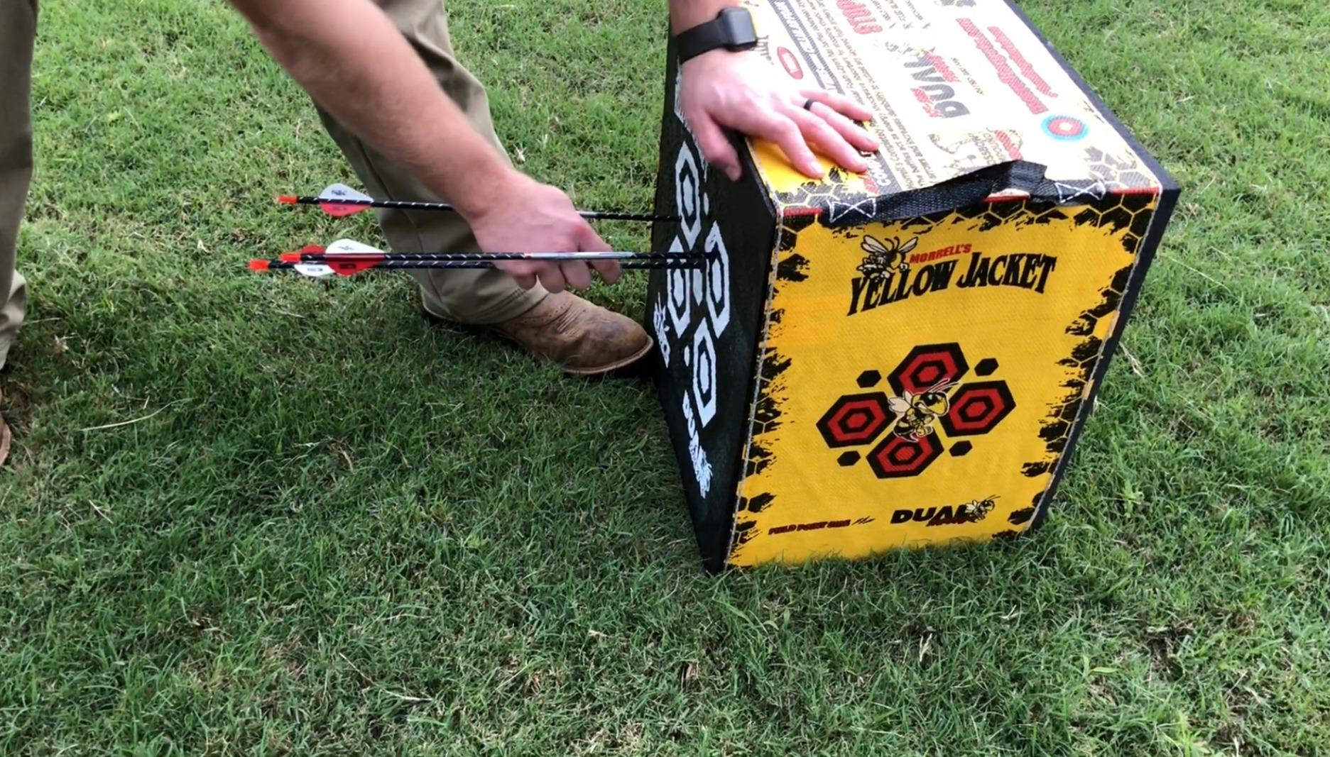 Morrell Yellow Jacket Dual Threat Foam Archery Target Block for Compound Bows and Crossbows, with 4 Sides and 32 Bullseyes, Yellow customer photo 1