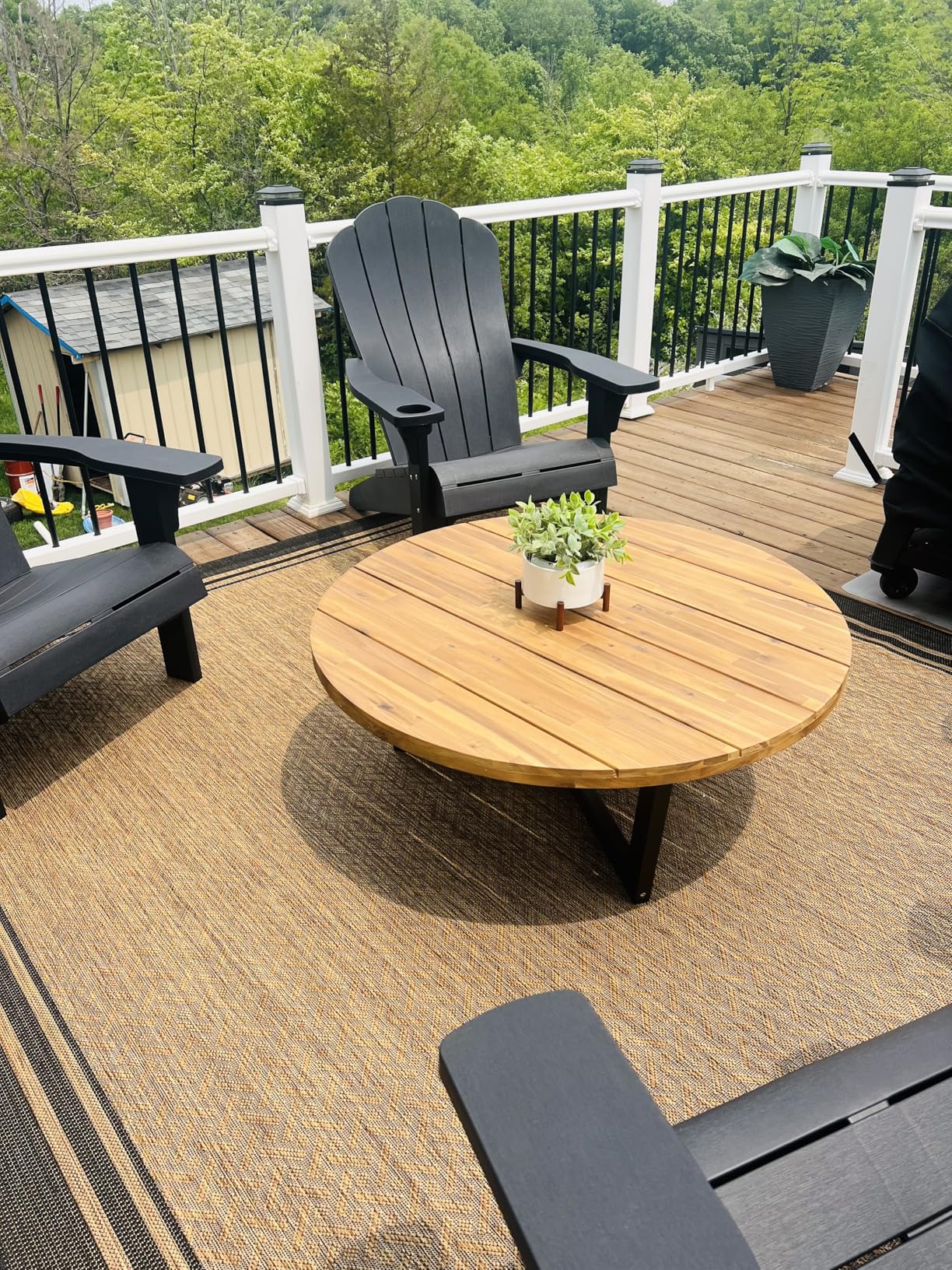 Gertmenian Indoor/Outdoor Flatweave Area Rug - 5x7 Standard, Stain & UV Resistant, Ideal For Deck, Patio, Poolside, Mudroom - Simple Border, Black Tan, 21490 customer photo 2