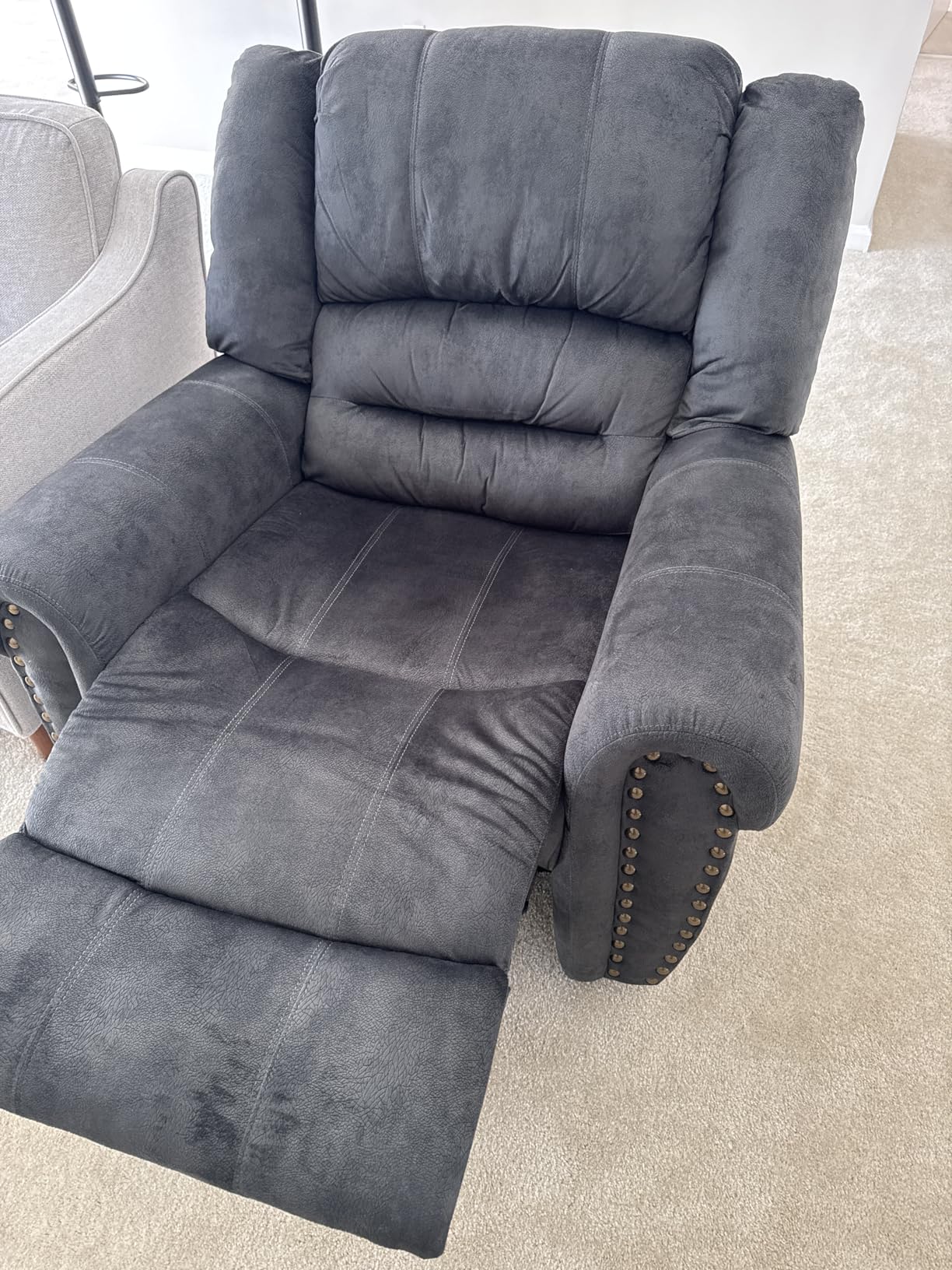 CANMOV Leather Recliner Chair, Classic and Traditional Manual Recliner Chair with Comfortable Arms and Back Single Sofa for Living Room, Brown customer photo 2