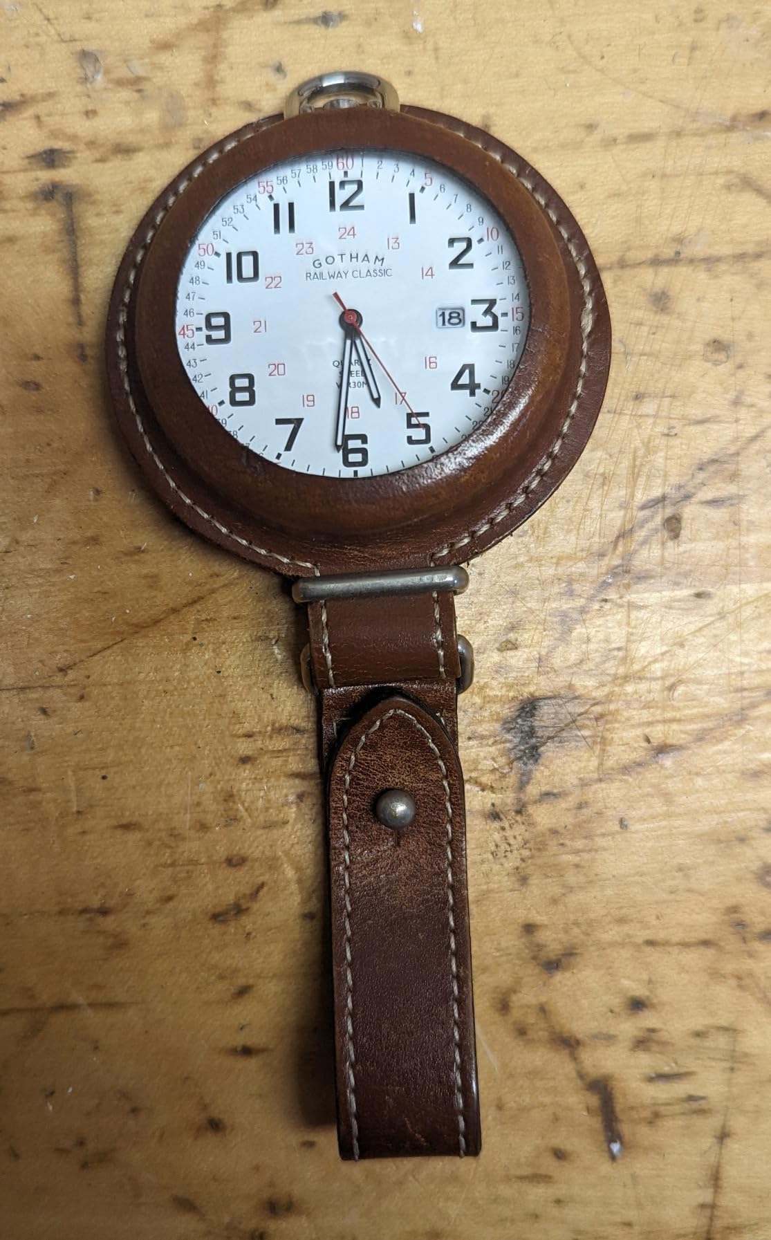 Gotham Men's Stainless Steel Analog Quartz Date Railroad Style Pocket Watch # GWC14107S customer photo 2