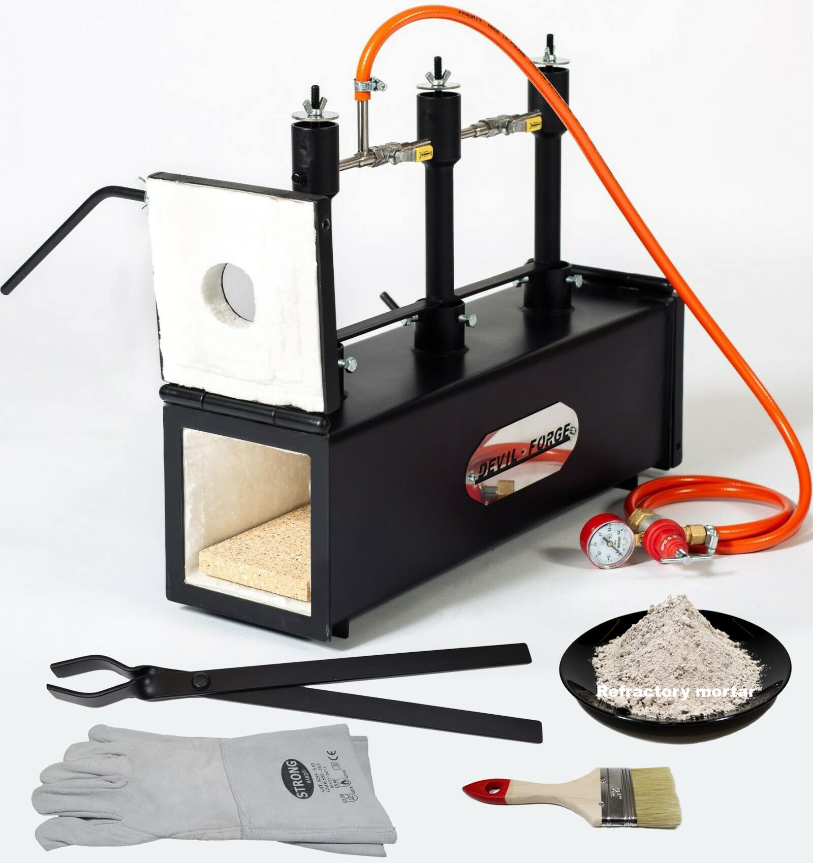 DEVIL-FORGE Gas Propane Forge DFPROF3+2D, 3 Burners DFP (240.000 BTU) use 1, 2 or 3, Gas Ball Valve, Air Choke, 2 Doors, Knife Making, Blacksmith, Farrier, 2500F / 1370C customer photo 1