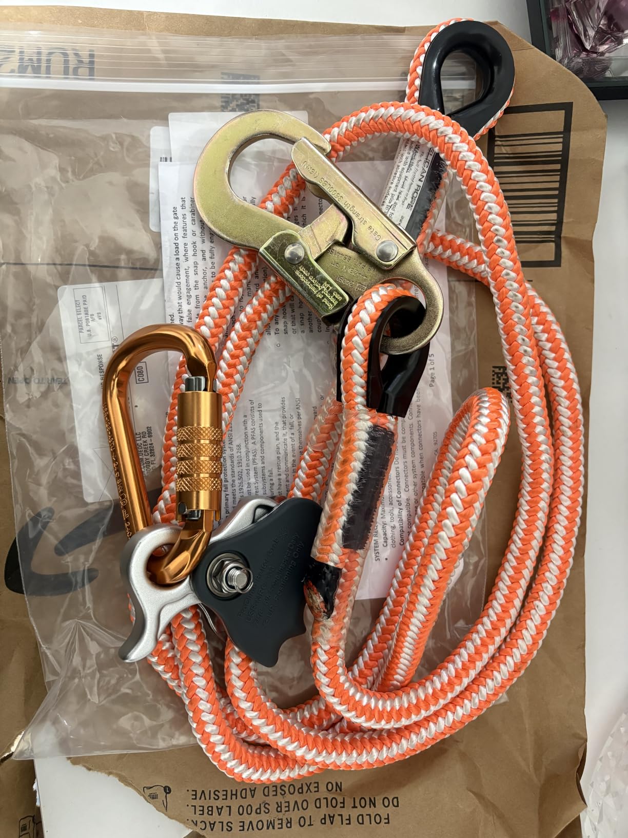 ProClimb Arborist Positioning Lanyard by Pelican Rope - 1/2 in x 8 ft Polyester Rope with Steel Snap Hook - Adjustable, High Visibility, ANSI/OSHA Certified for Work Positioning and Tree Climbing customer photo 1