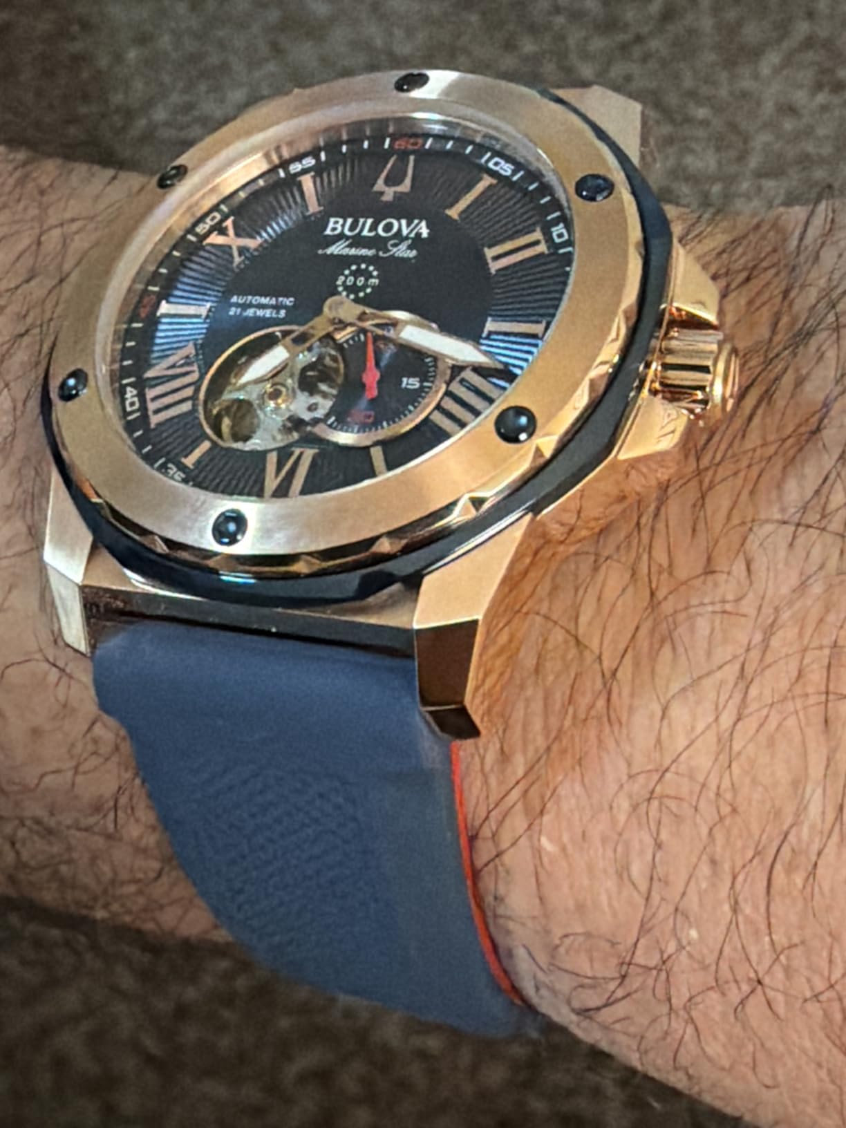 Bulova Men's Marine Star Automatic Blue Dial Watch, 45mm, 98A227 customer photo 1