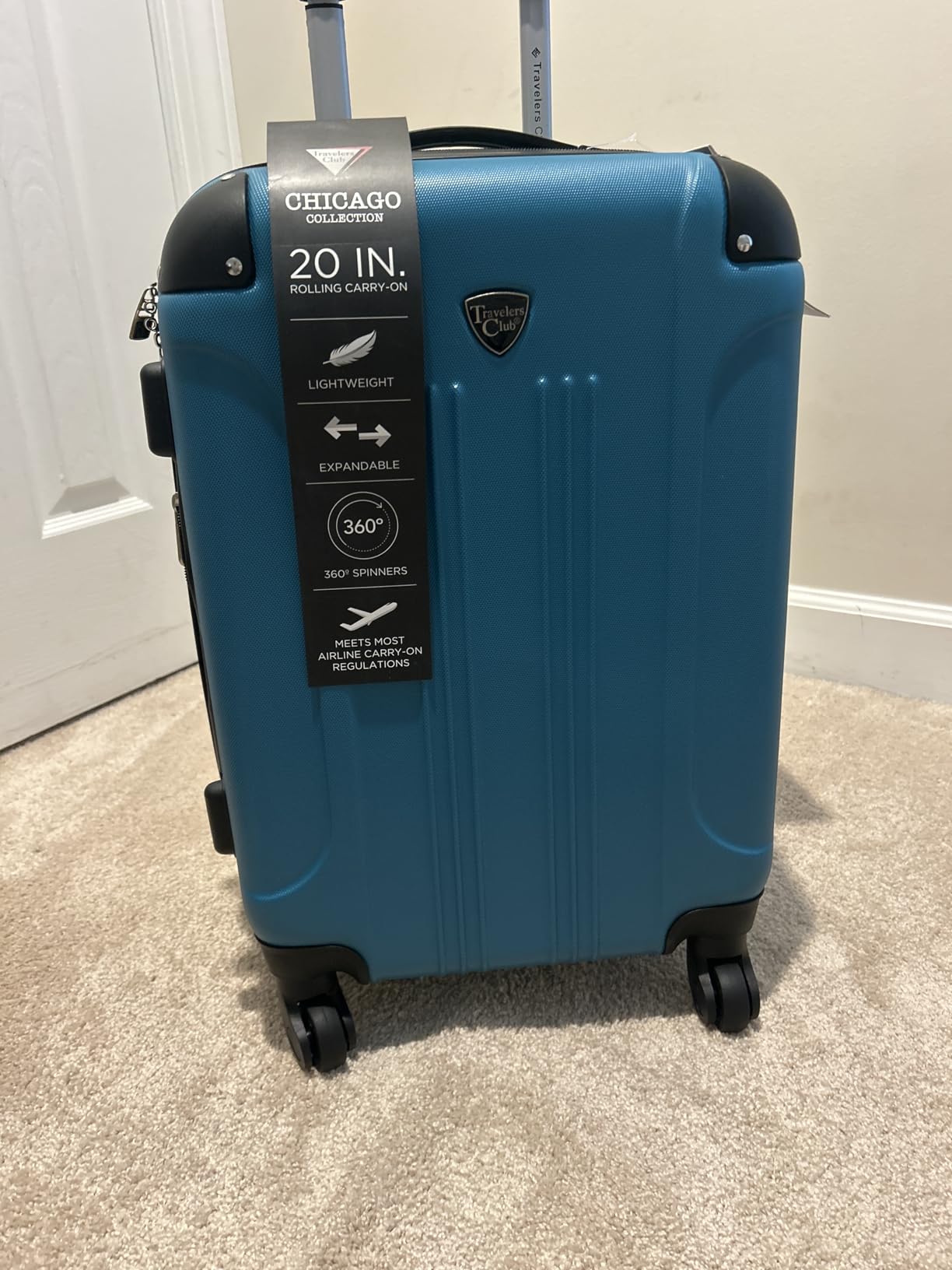 Travelers Club Chicago Hardside Expandable Spinner Luggage, Teal, 3 Piece Set customer photo 2