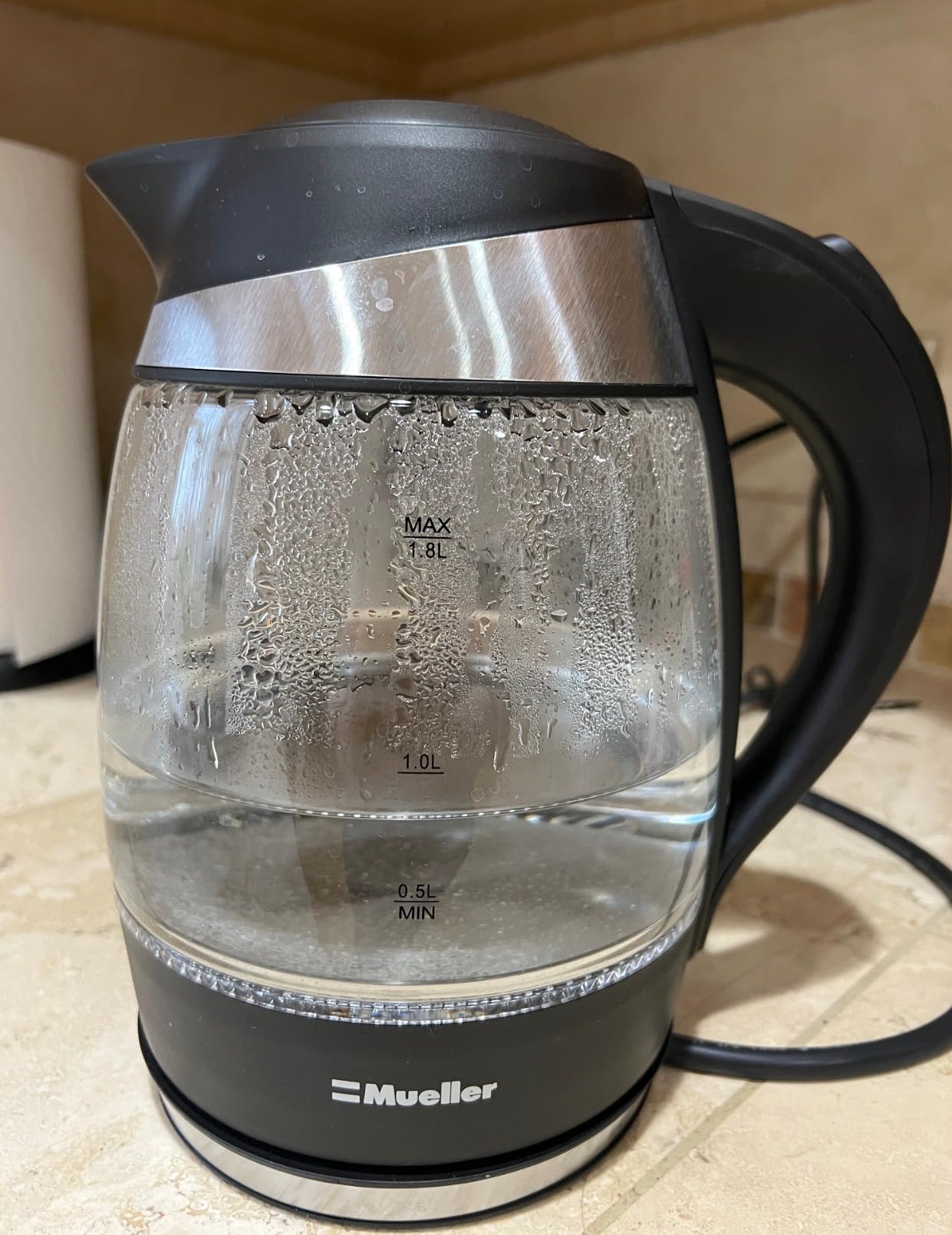 Mueller Living Electric Kettle, Electric Tea Kettle for Boiling Water, 1500W SpeedBoil with Automatic Shutoff, 1.8L Cordless with LED Light, Borosilicate Glass Tea Kettle Pot Water Heater, BPA Free customer photo 1