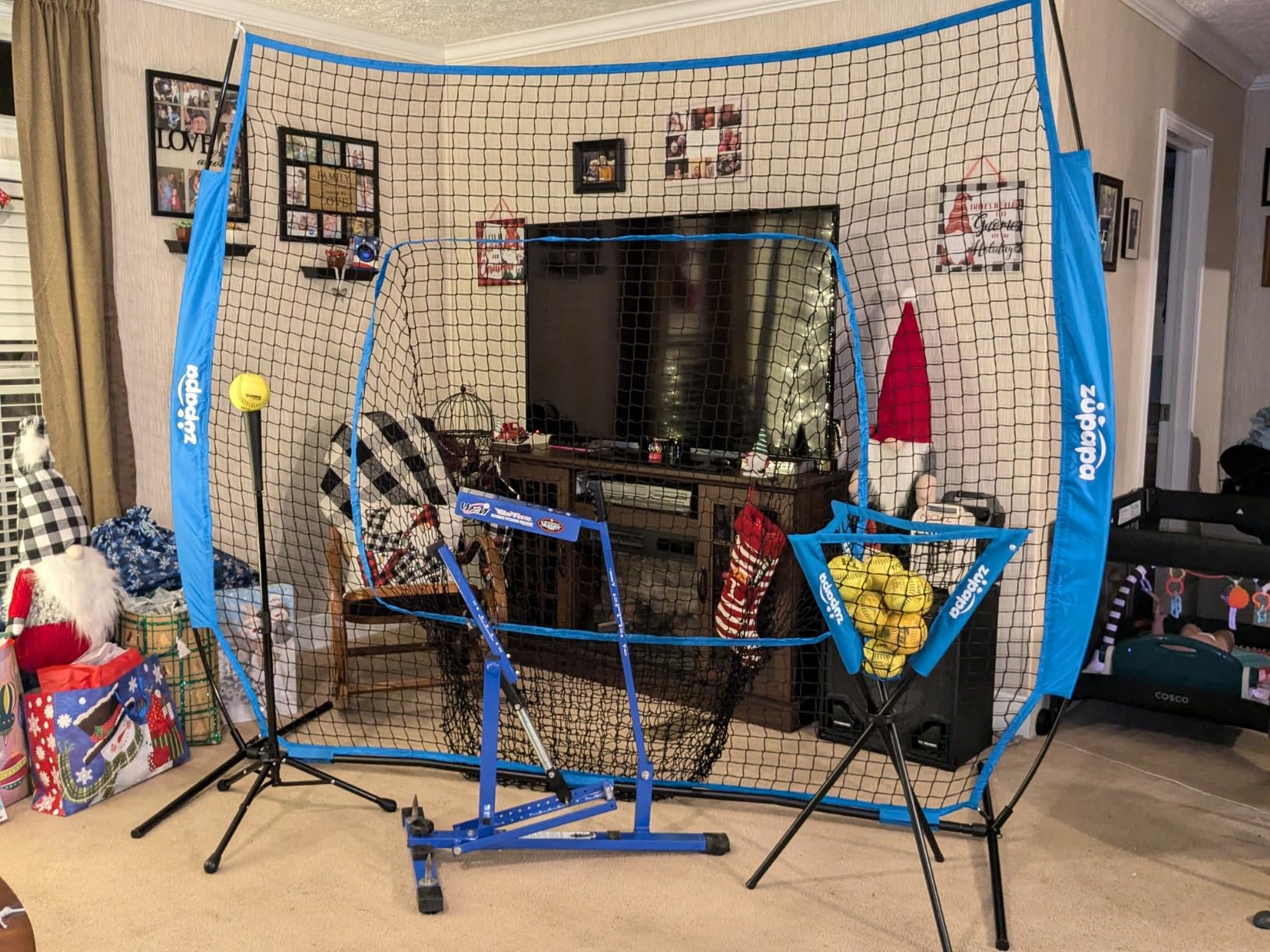 Zupapa 7x7 Feet Baseball Softball Hitting Pitching Net Tee Caddy Set with Strike Zone, Baseball Backstop Practice Net for Pitching Batting Catching for All Skill Levels customer photo 1