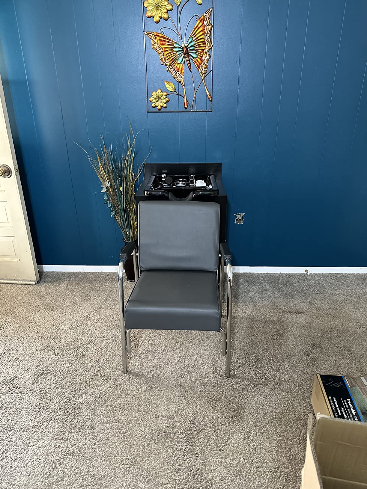 BarberPub Modern Shampoo Backwash Sink Station with Shampoo Bowl, Spa Salon Beauty Equipment with Engineered Wood customer photo 2