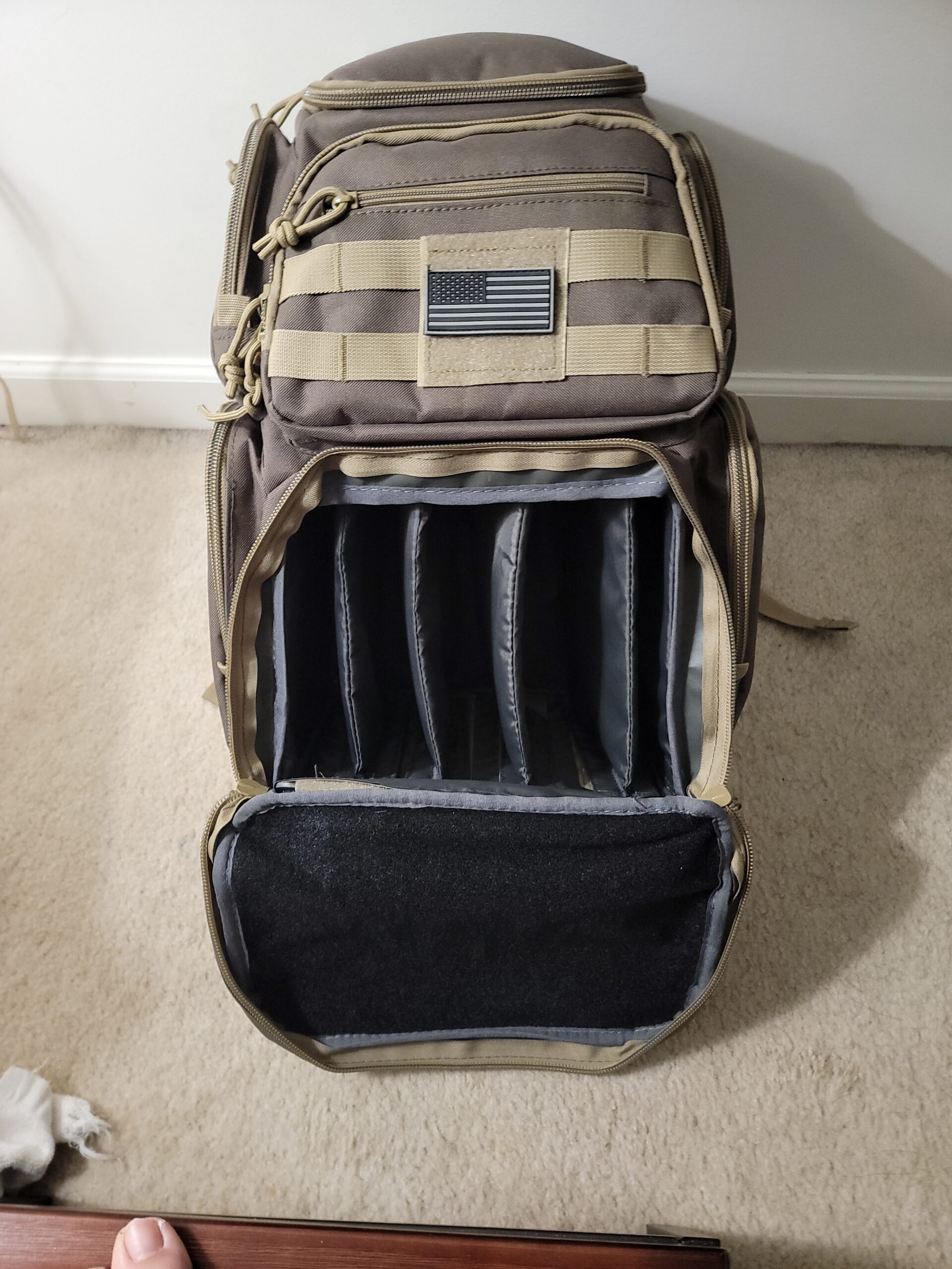 K-Cliffs Tactical Range Backpack - Lockable Bag for 5 Handguns Pouches - 900D Water-Resistant with Rain Cover & USA Patch customer photo 1