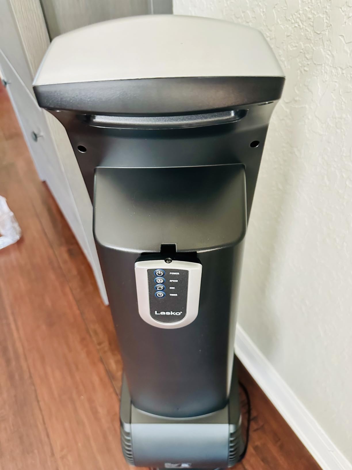 Lasko High Velocity Oscillating Tower Fan for Bedroom, Garage, Basement, and Gym with Remote Control, Timer, 3 Powerful Speeds, 35