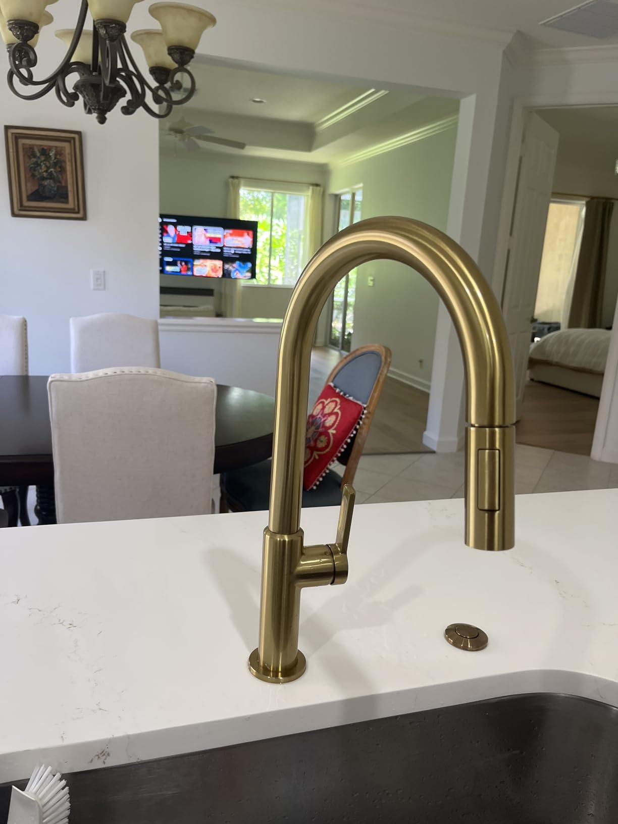 KRAUS Spot Free Stainless Steel Pull Down Kitchen Faucet KPF-2820SFS | 360-degree swivel spout, brass body with ceramic cartridge, quick connect sprayer hose, pre-attached water lines customer photo 1