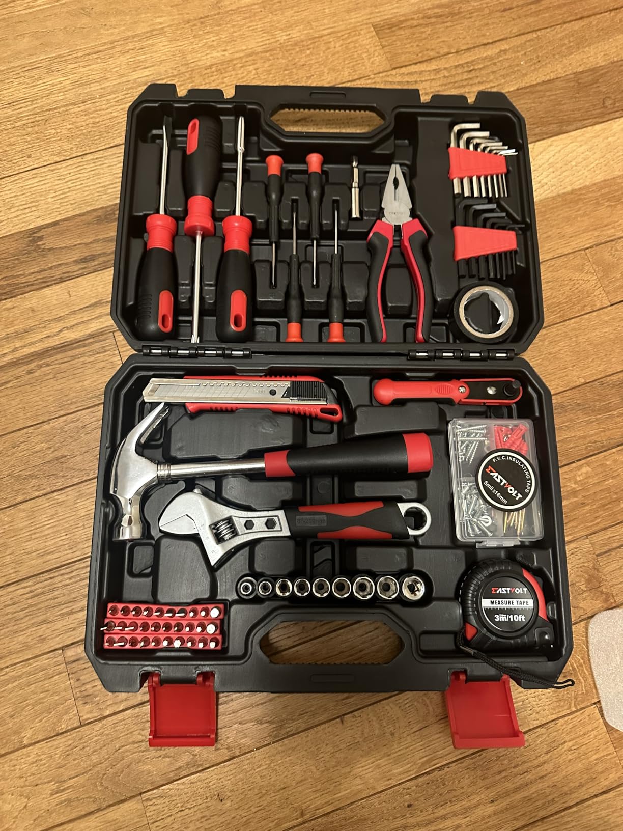 Eastvolt 128-Piece Home Repair Tool Set, Tool Sets for Homeowners, General Household Hand Tool Set with Storage Toolbox, EVHT12801, Black + Red (ASK01) customer photo 2