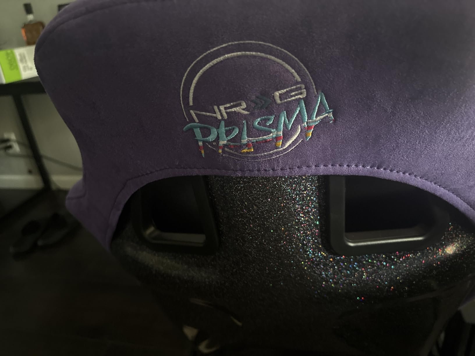 NRG Innovations NRG-FRP-302PP-PRISMA Universal Fixed Back Bucket Racing Seat for 5-Point Harnesses, Size L, Purple Alcantara Material customer photo 1