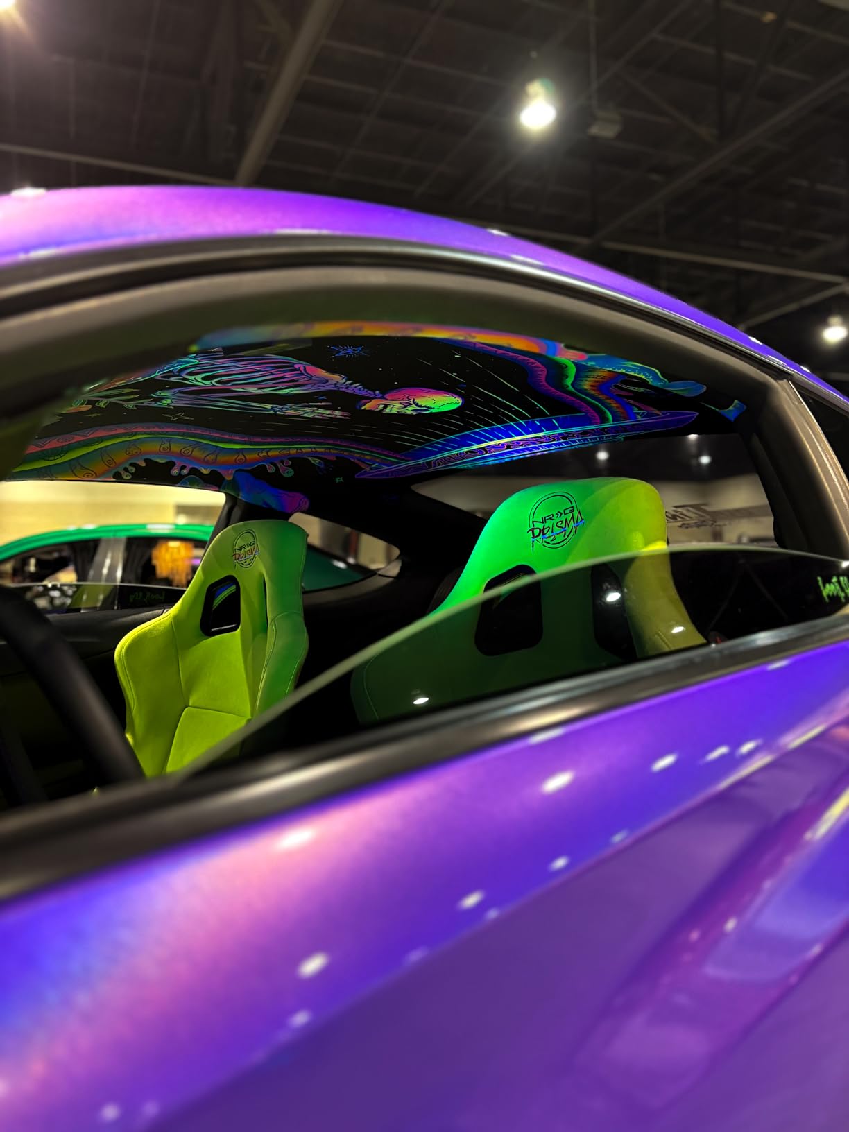 NRG Innovations NRG-FRP-302PP-PRISMA Universal Fixed Back Bucket Racing Seat for 5-Point Harnesses, Size L, Purple Alcantara Material customer photo 2
