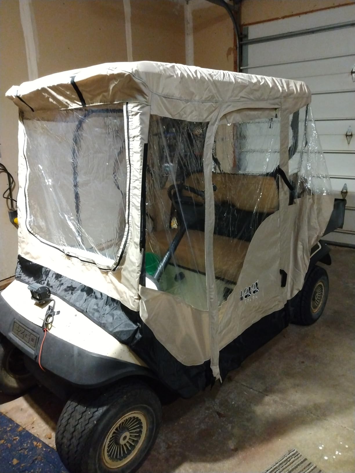 10L0L Golf Cart Enclosure Fit for 2 Passengers EZGO TXT RXV,600D Waterproof Snowproof Golf Buggy Keep Warm Cover, 2 Door Zippers 4-Side Clear Window and 4 Windproof Hooks Golf Cart Rain Cover, Black customer photo 1
