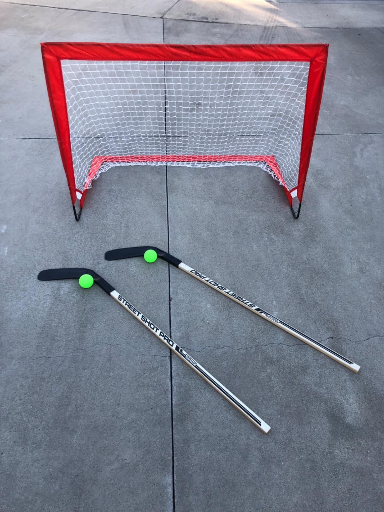 GoSports Street Hockey - Choose Between Street Hockey Goal Set with Sticks, Street Hockey Balls (6 Pack) or Street Hockey Sticks (2 Pack) customer photo 1