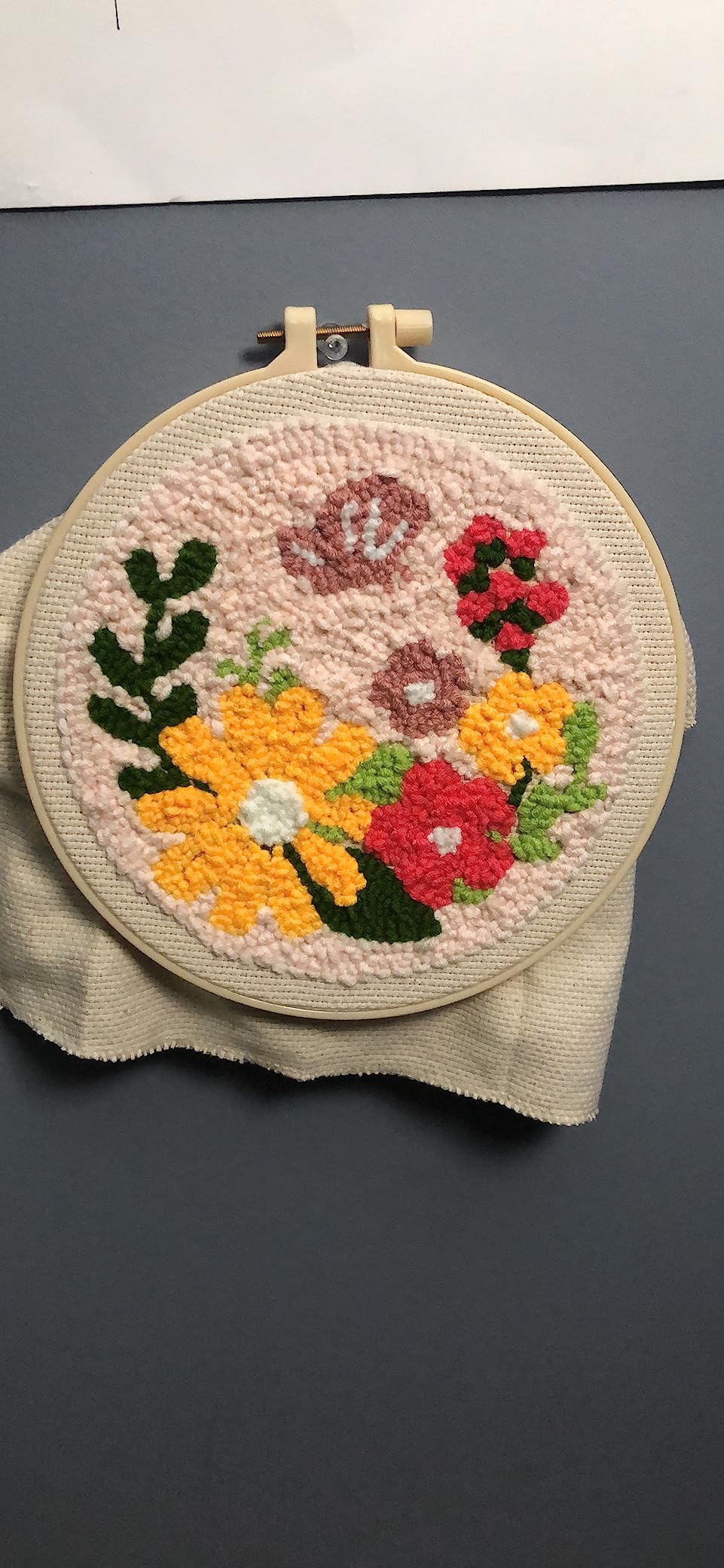 Pllieay Punch Needle Embroidery Starter Kits for Kids and Adults Beginners, Include Instructions, Punch Needle Fabric with Floral Pattern, Yarns, Embroidery Hoops and Threader Tools customer photo 2